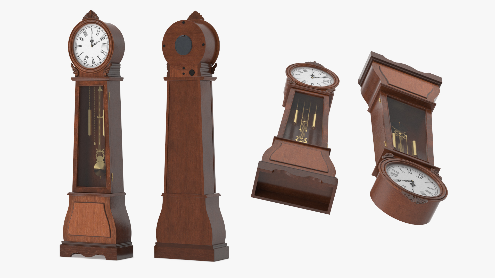 Grandfather Clock Dark Wood 3D