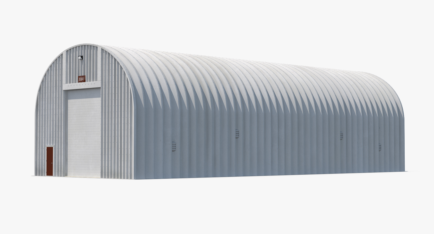 3D Quonset Hut Utility Building model