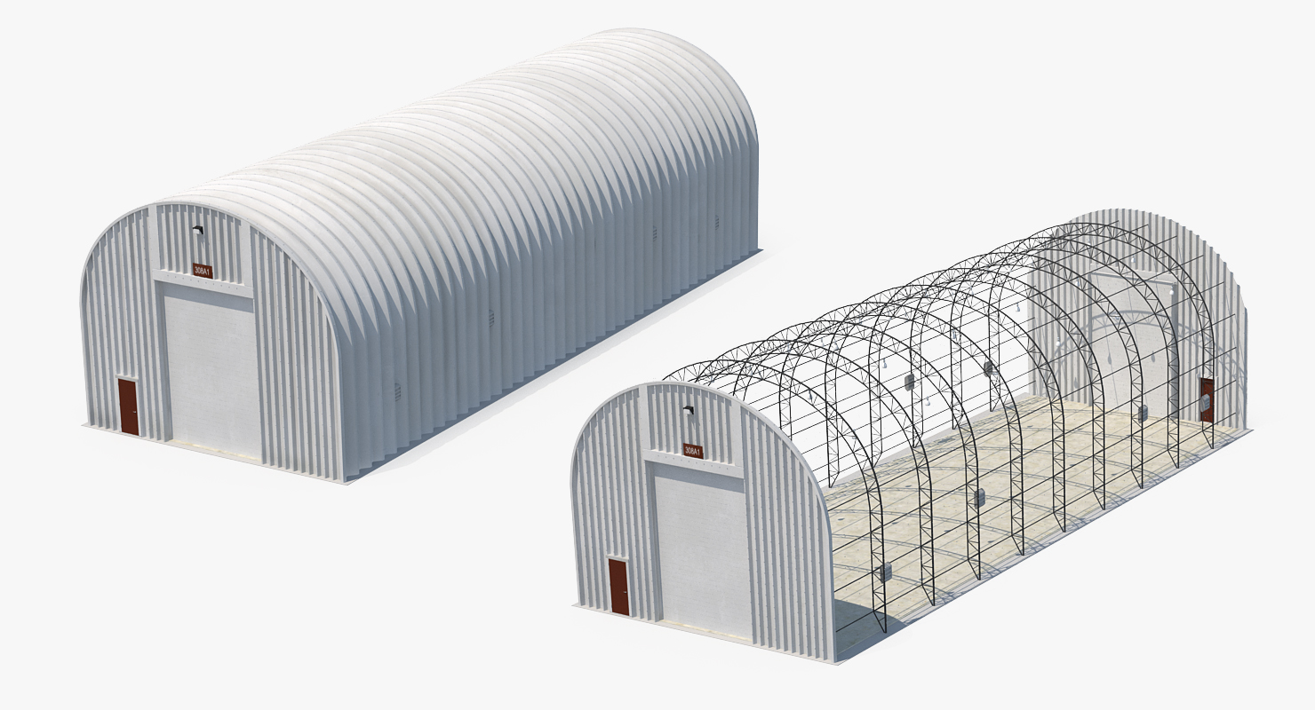 3D Quonset Hut Utility Building model