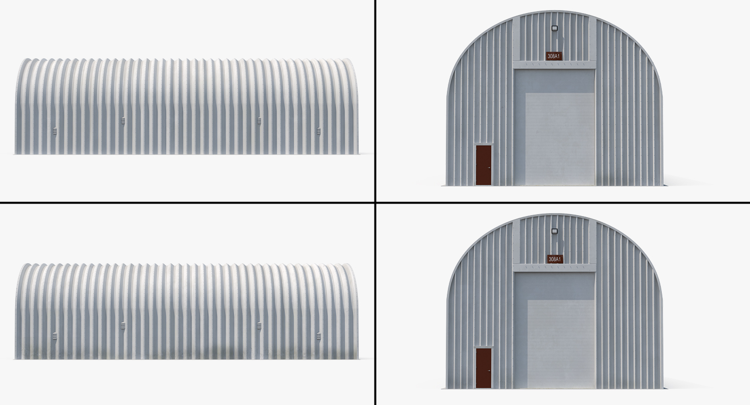 3D Quonset Hut Utility Building model