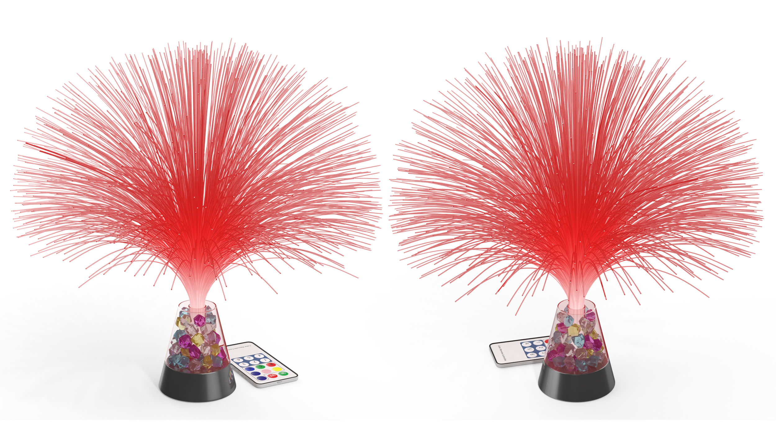 3D Fiber Optic Fountain Lamp with Remote Red