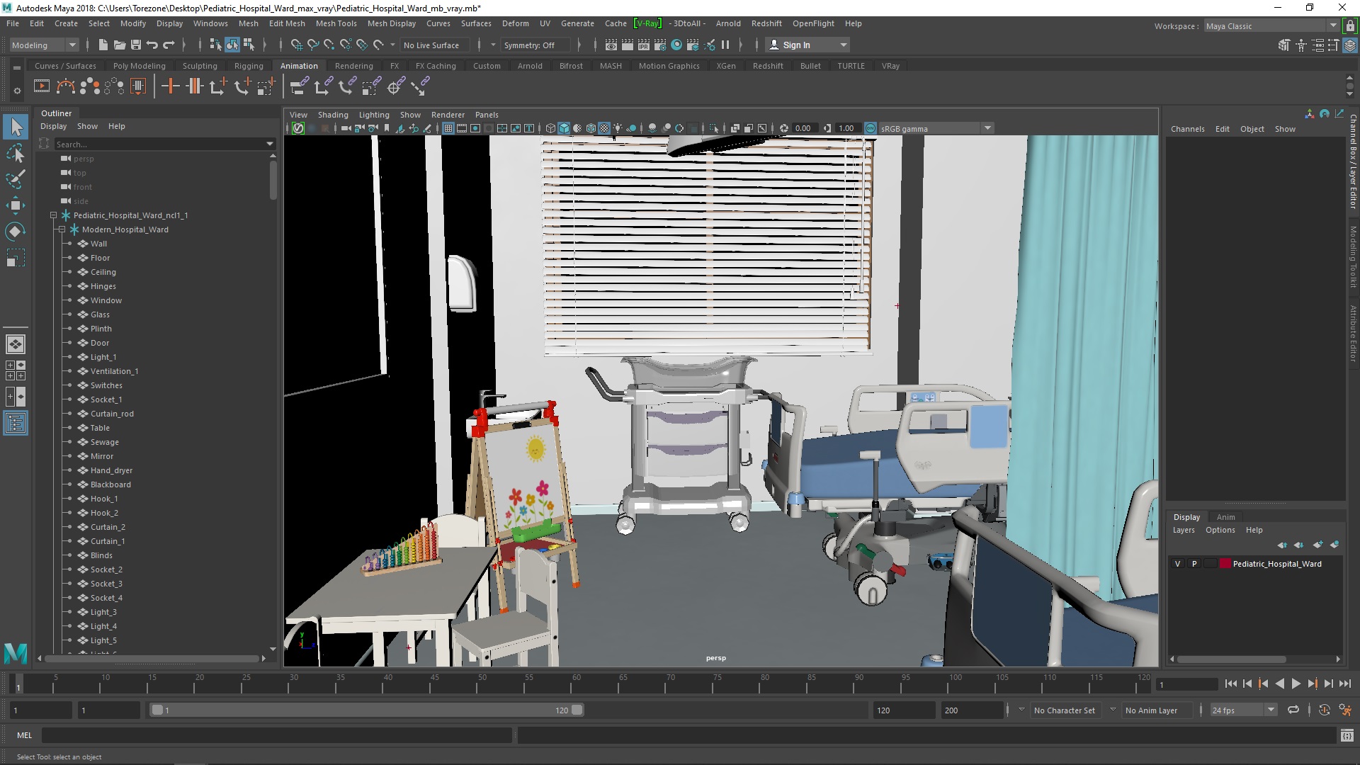 3D Pediatric Hospital Ward model