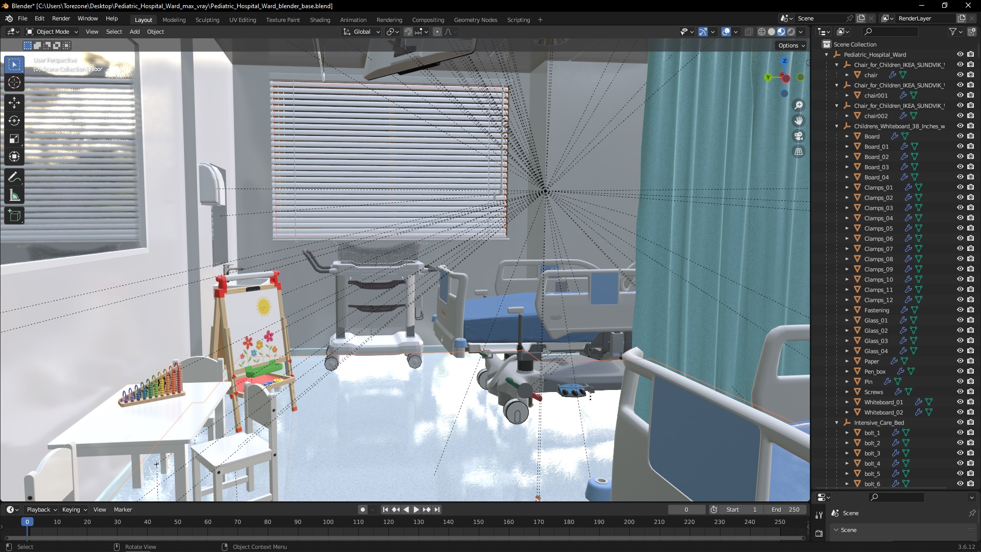 3D Pediatric Hospital Ward model