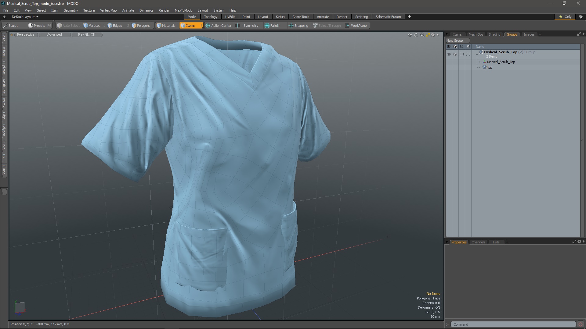 Medical Scrub Top 3D