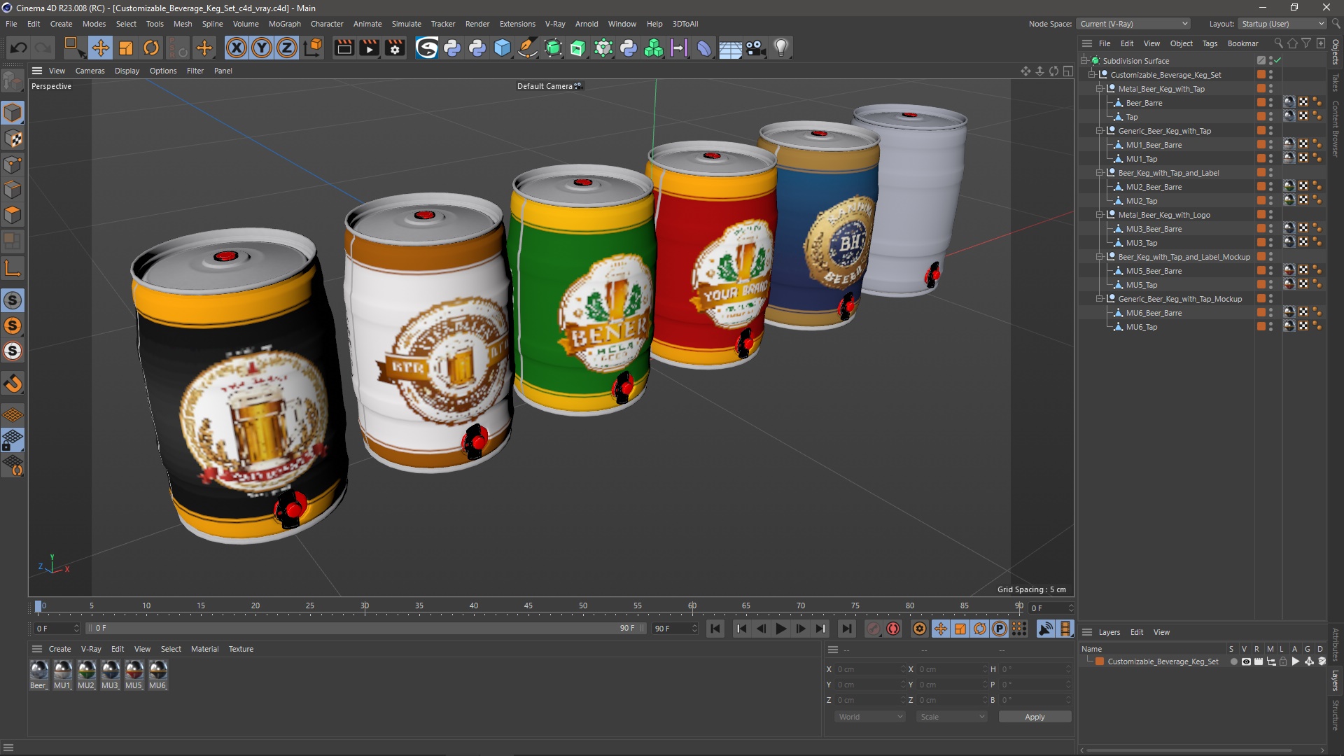 Customizable Beverage Keg Set 3D model