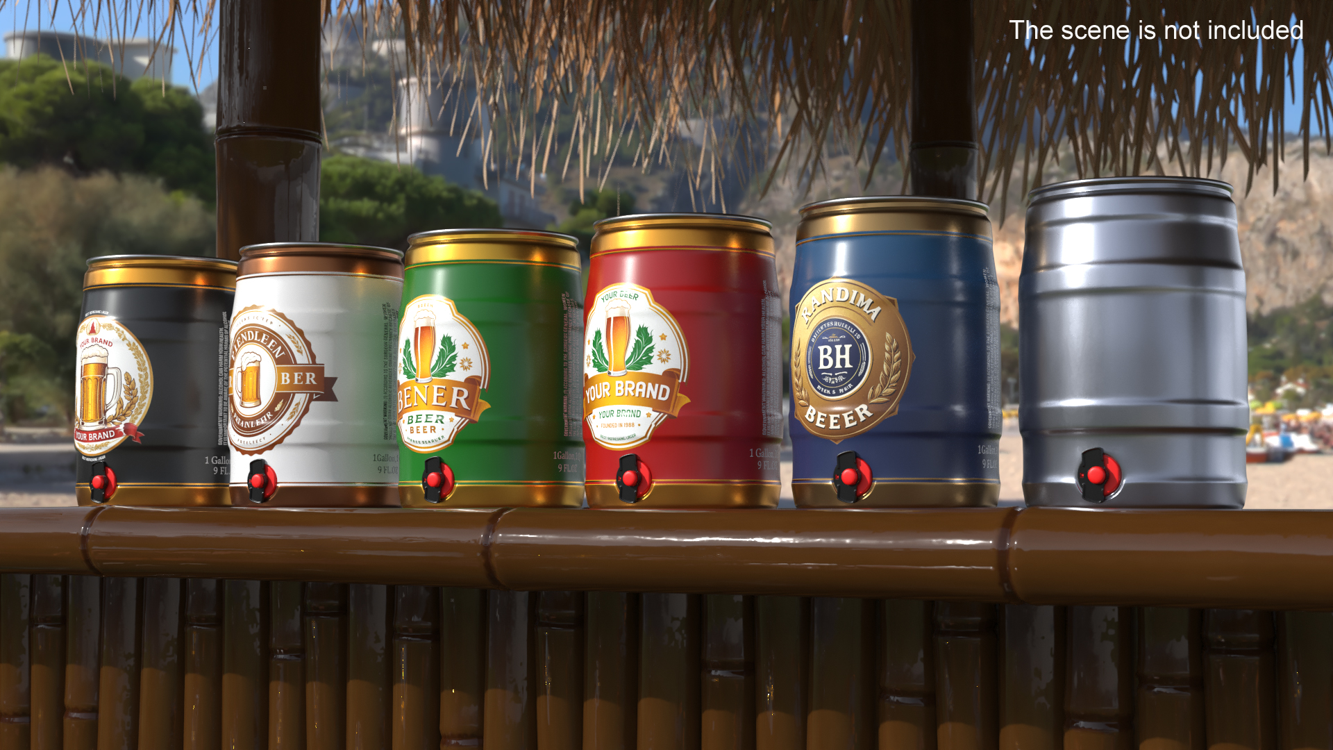 Customizable Beverage Keg Set 3D model