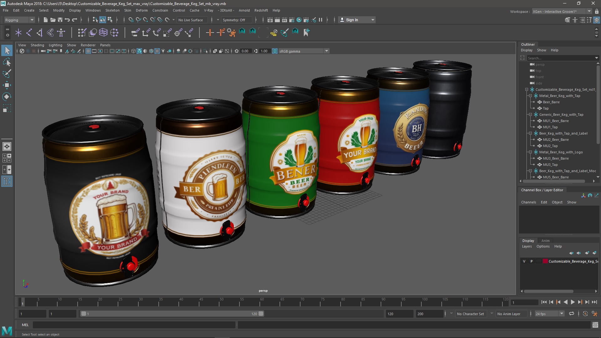 Customizable Beverage Keg Set 3D model