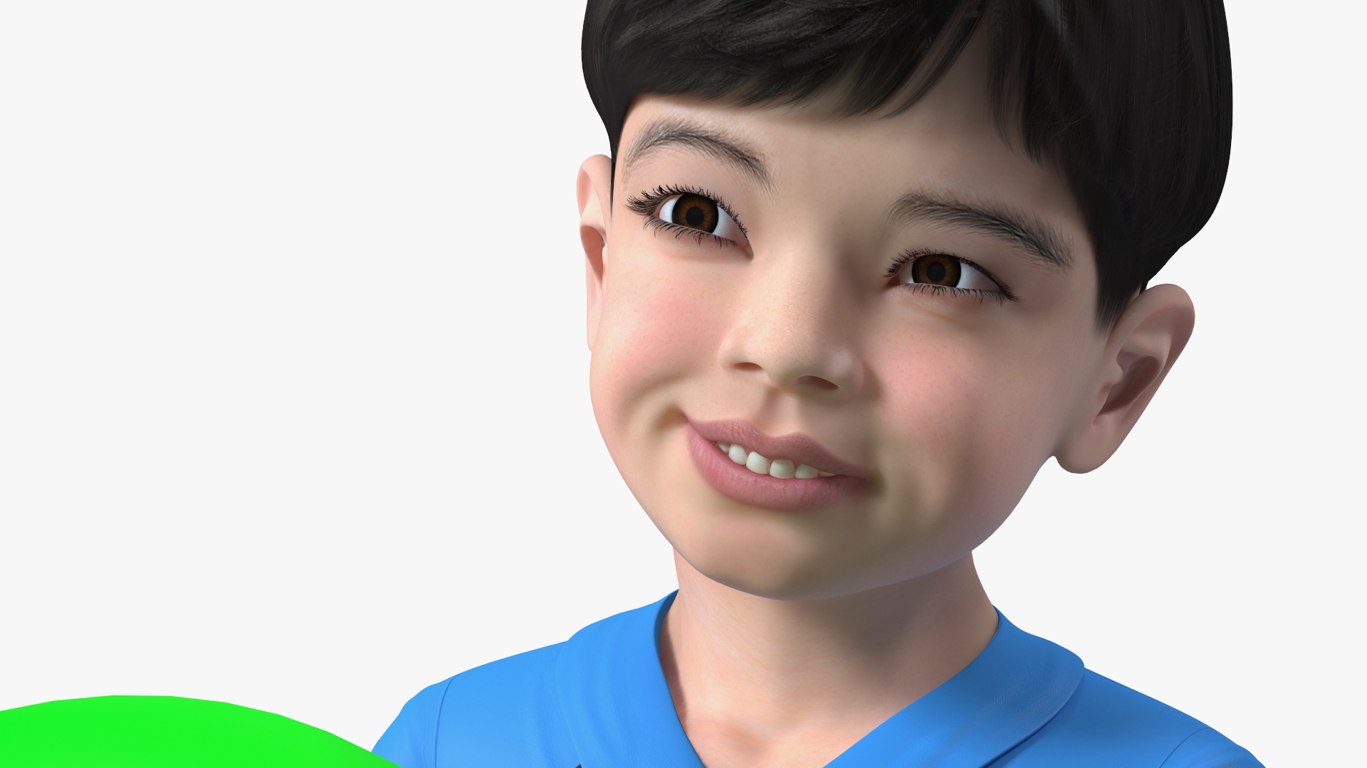 3D Asian Child Boy With Beach Ball