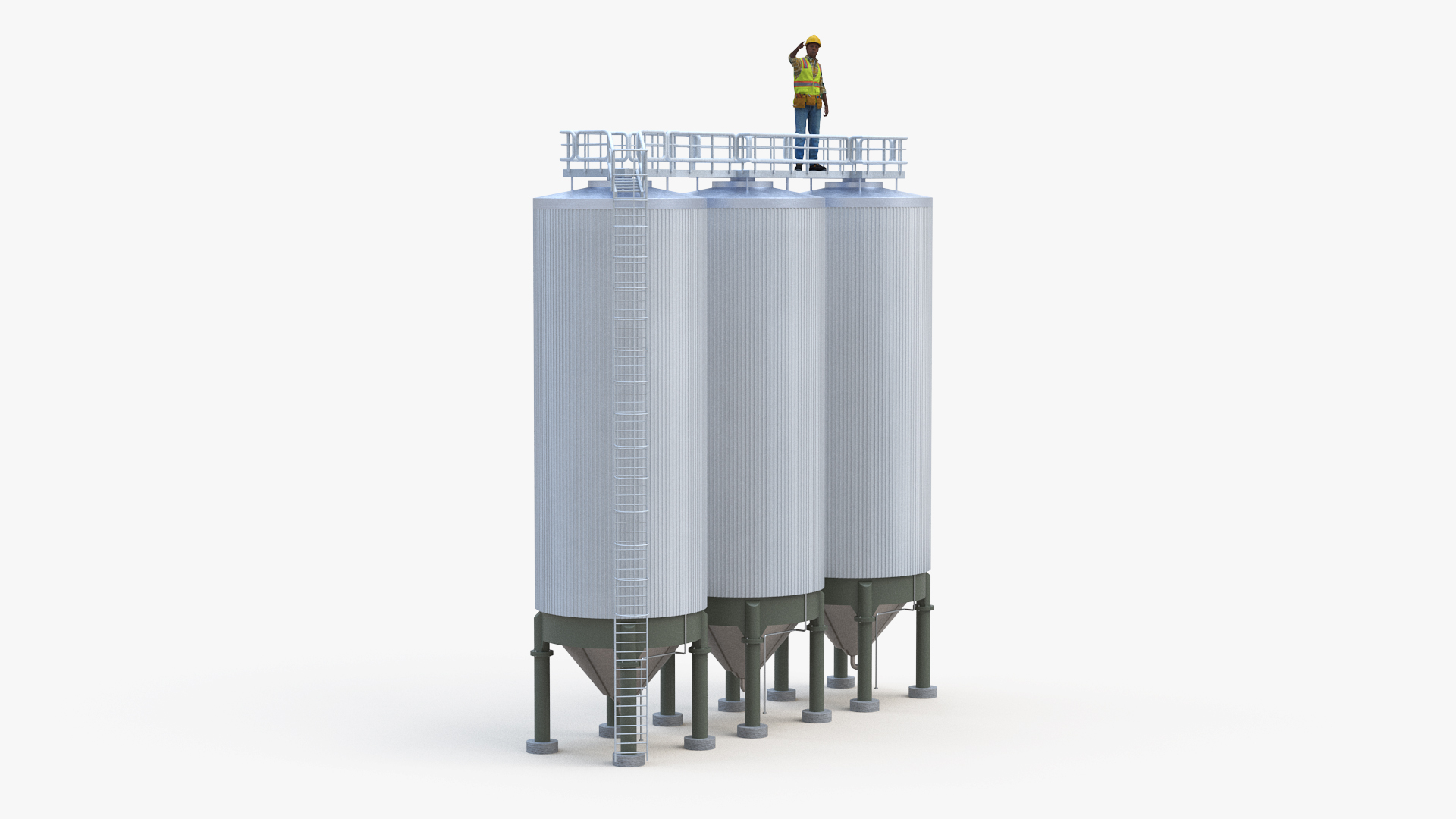 3D model Silo Fermentation Tanks Worker