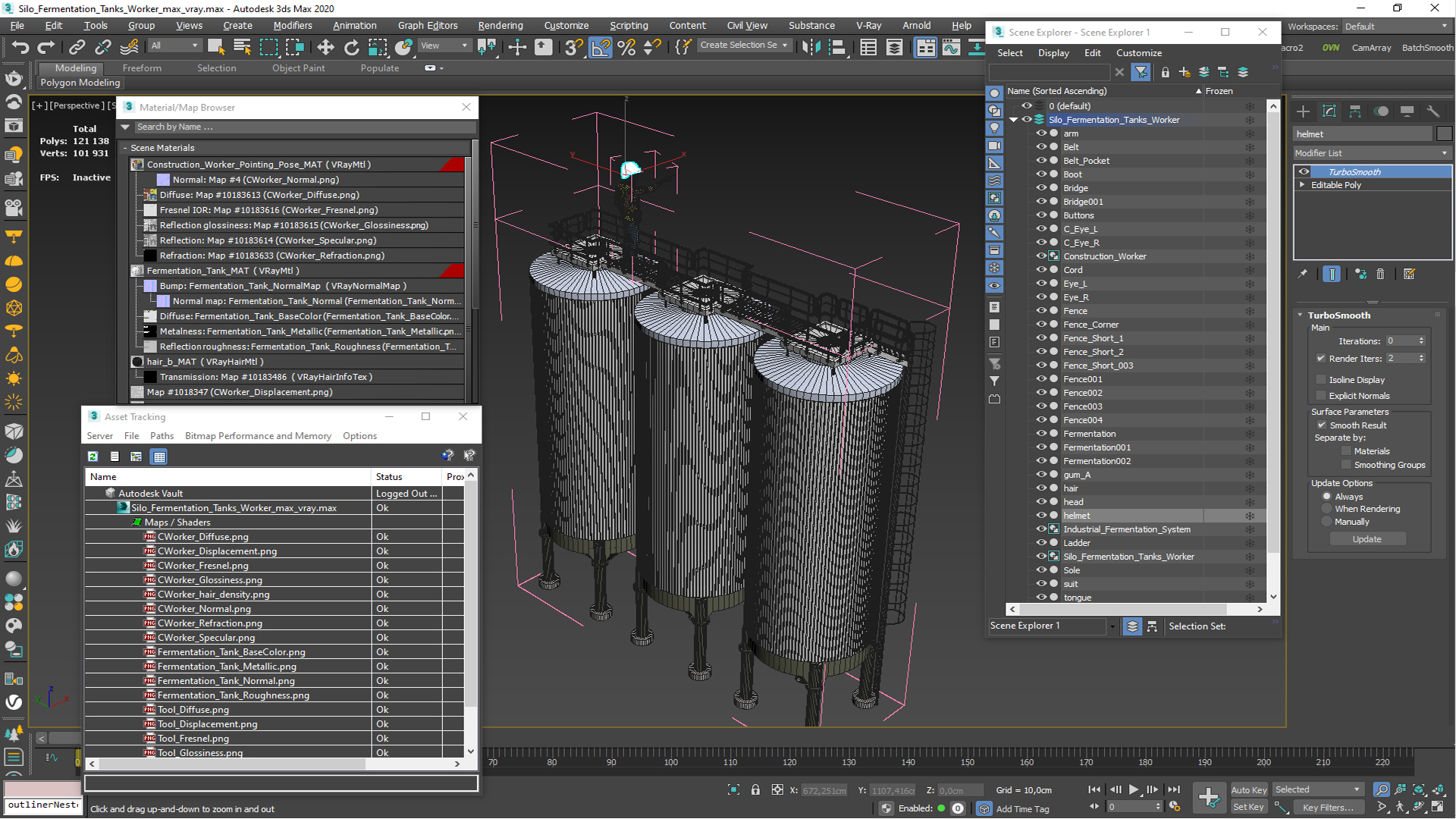 3D model Silo Fermentation Tanks Worker