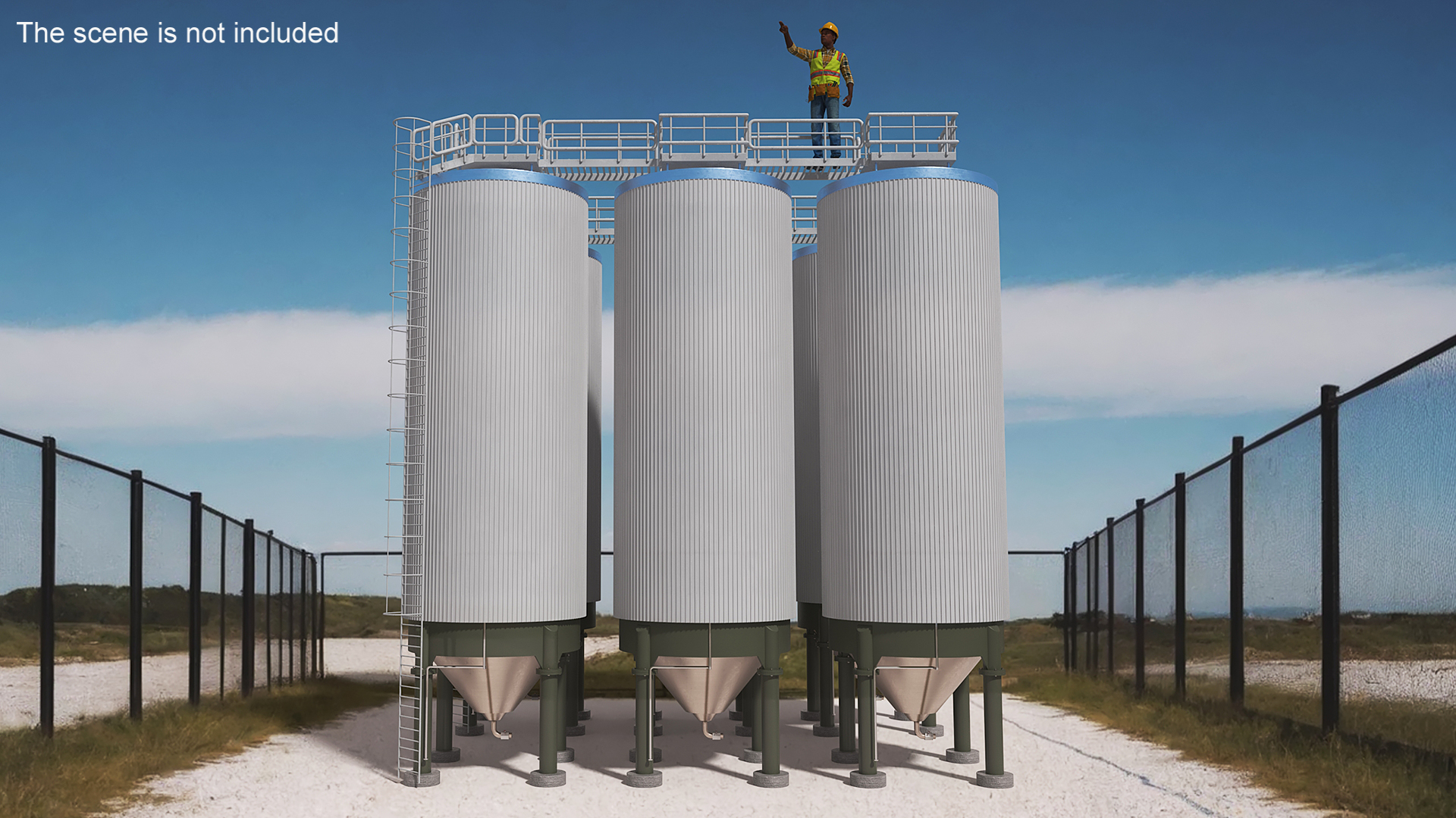 3D model Silo Fermentation Tanks Worker