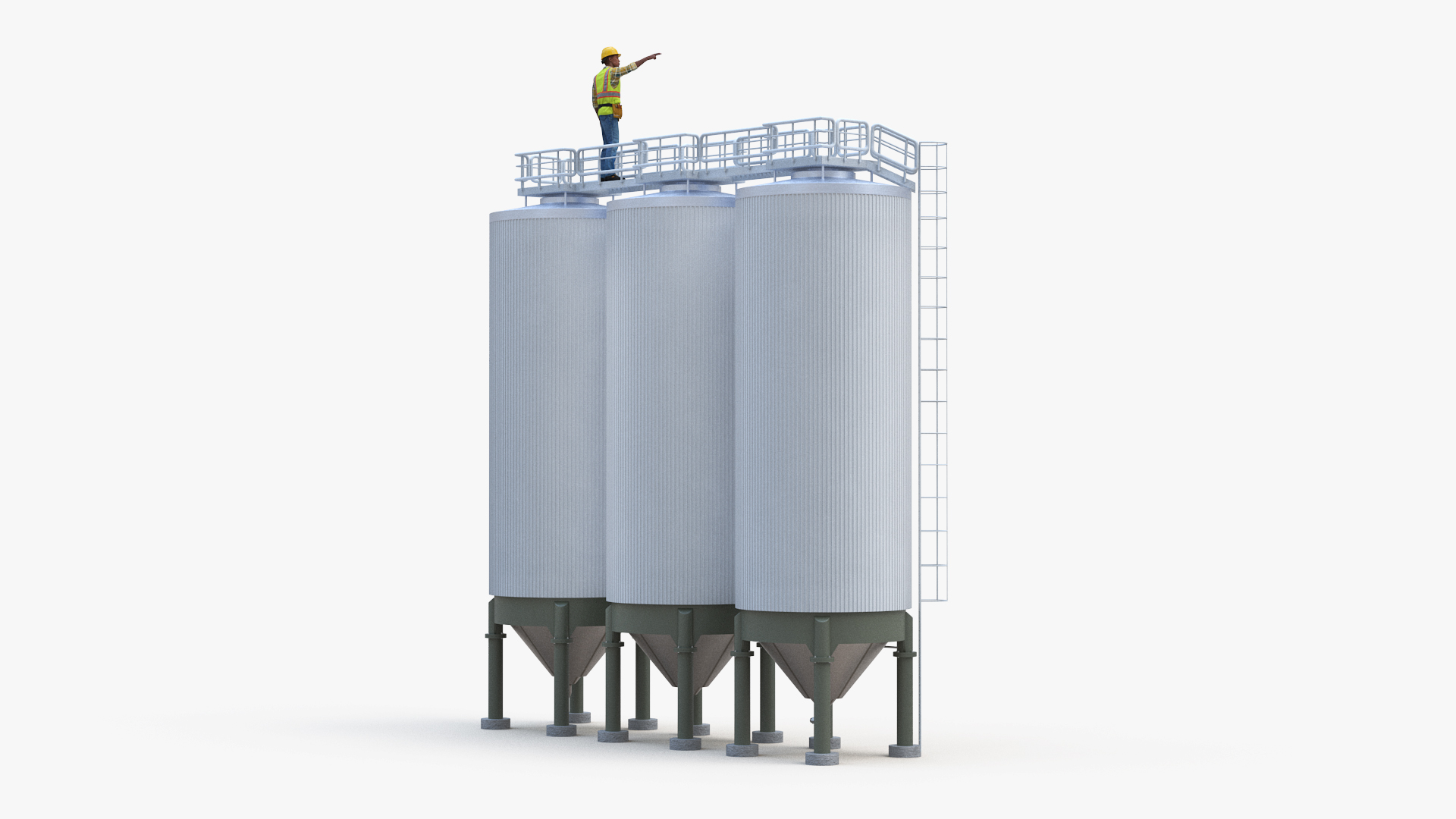 3D model Silo Fermentation Tanks Worker