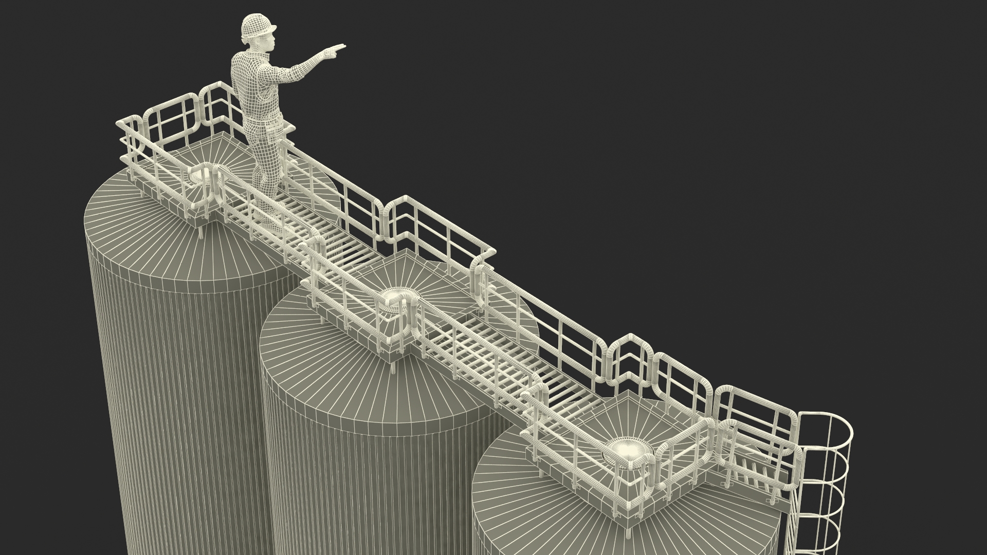 3D model Silo Fermentation Tanks Worker