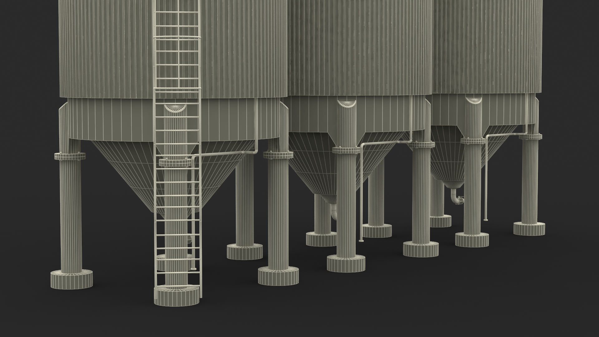 3D model Silo Fermentation Tanks Worker