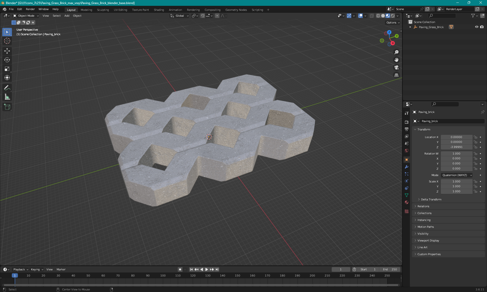 3D Paving Grass Brick model