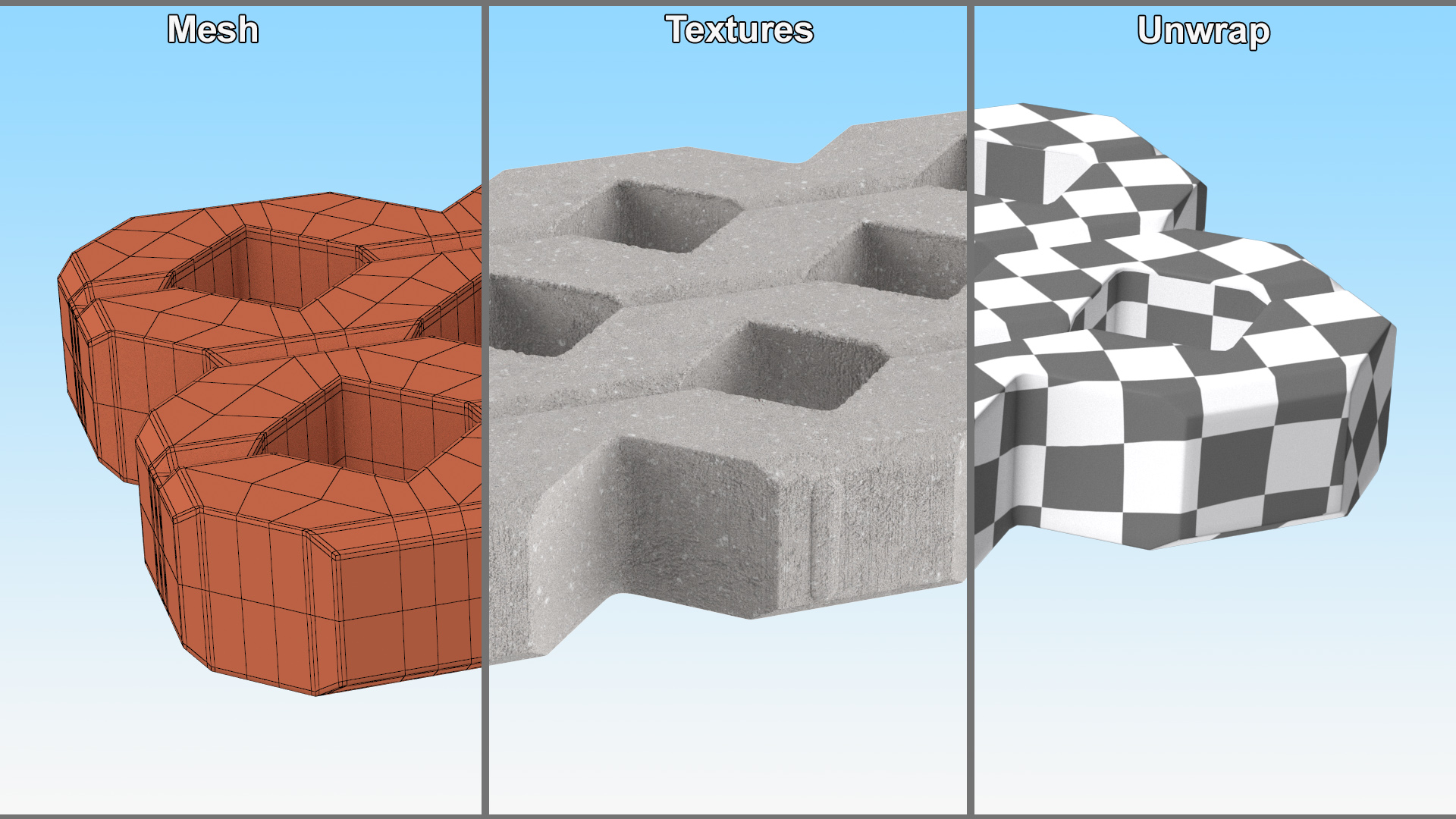 3D Paving Grass Brick model