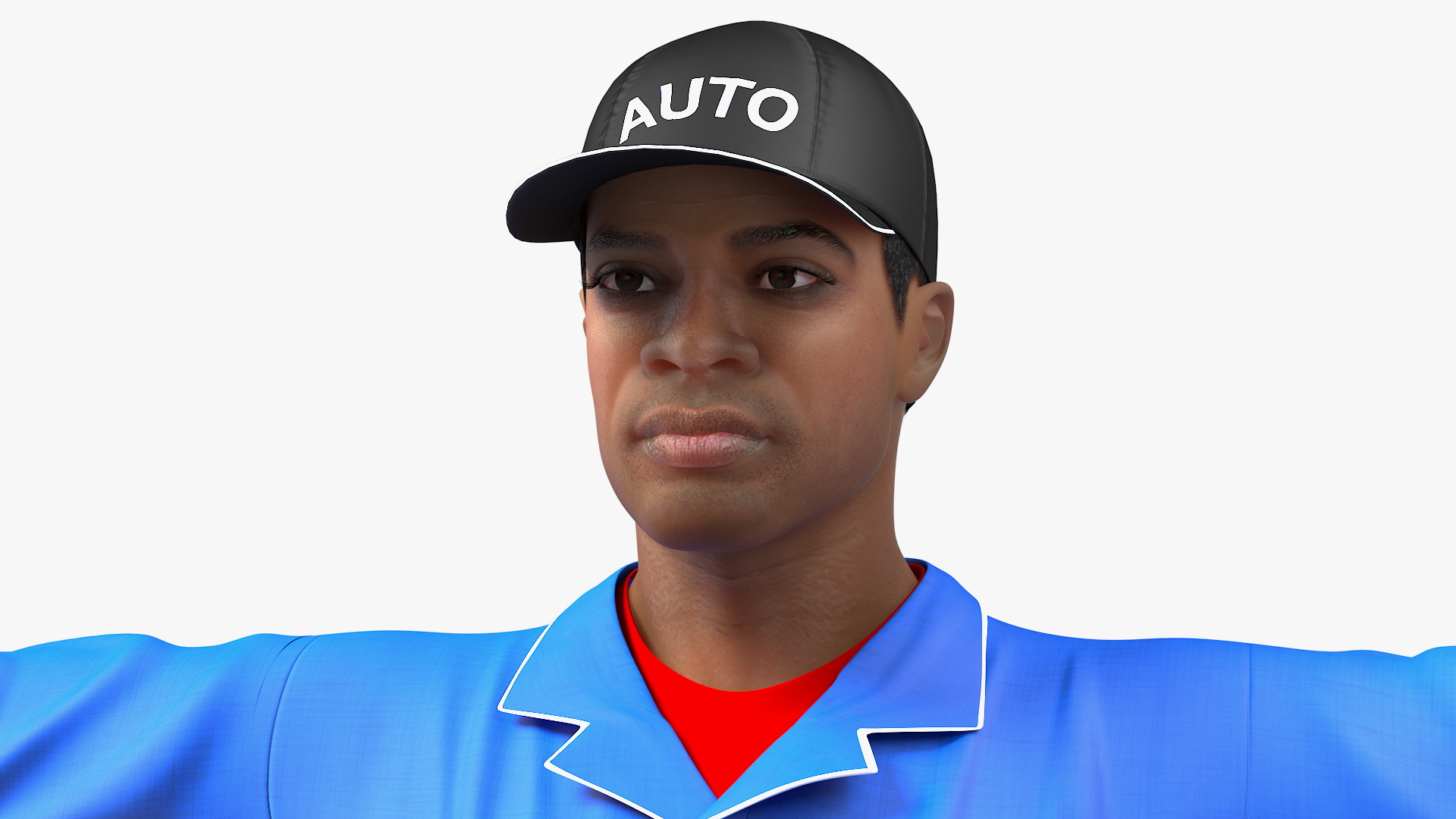 Light Skin Black Auto Mechanic Rigged 3D