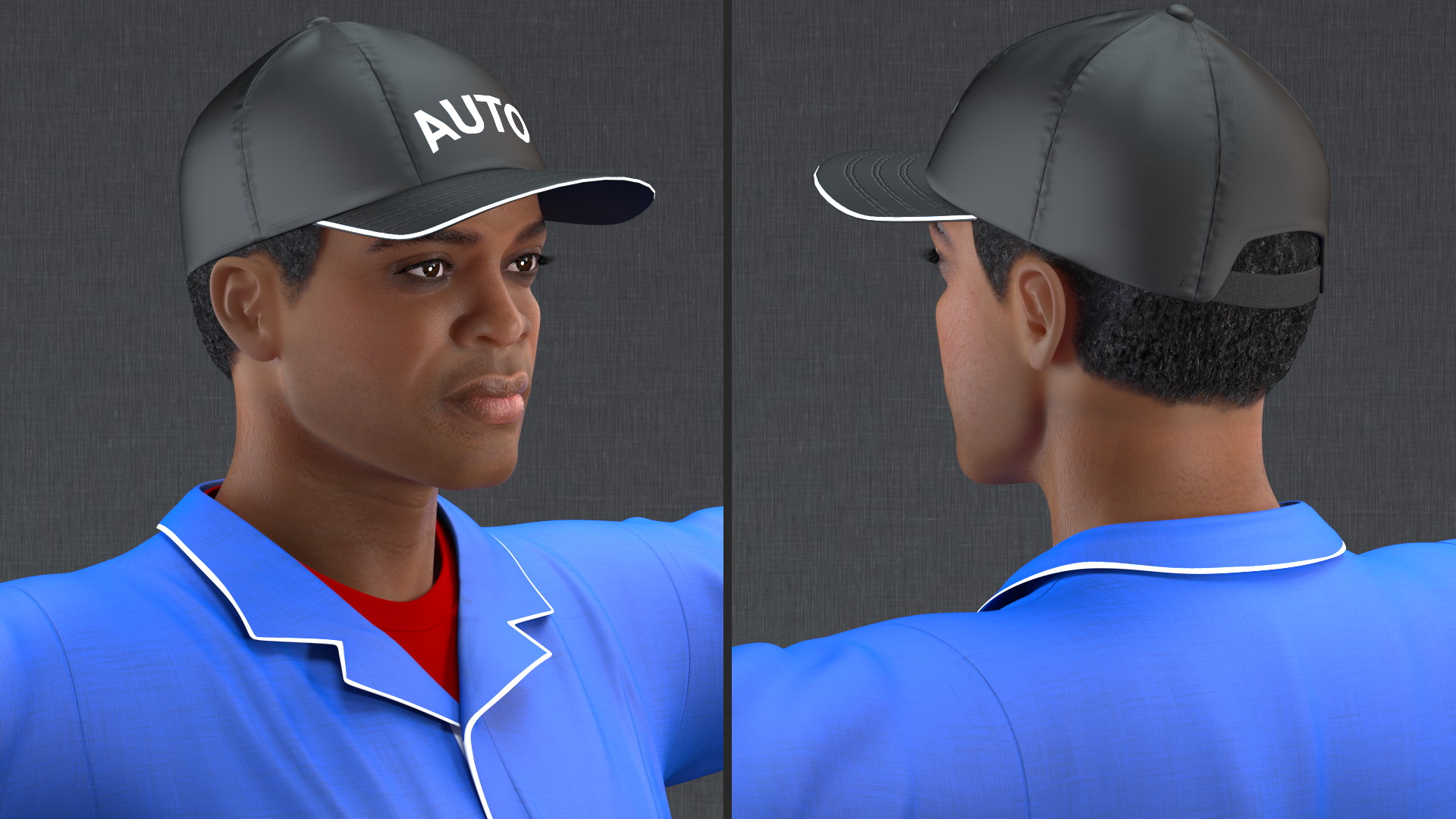 Light Skin Black Auto Mechanic Rigged 3D