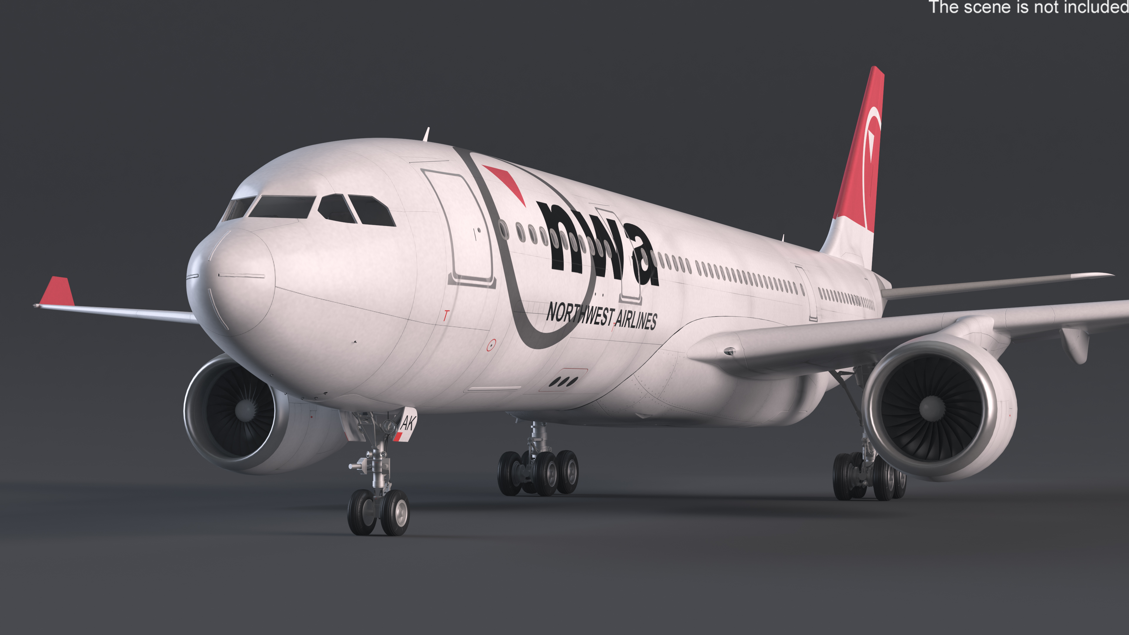 3D Airbus A330-200 Northwest Airlines Rigged