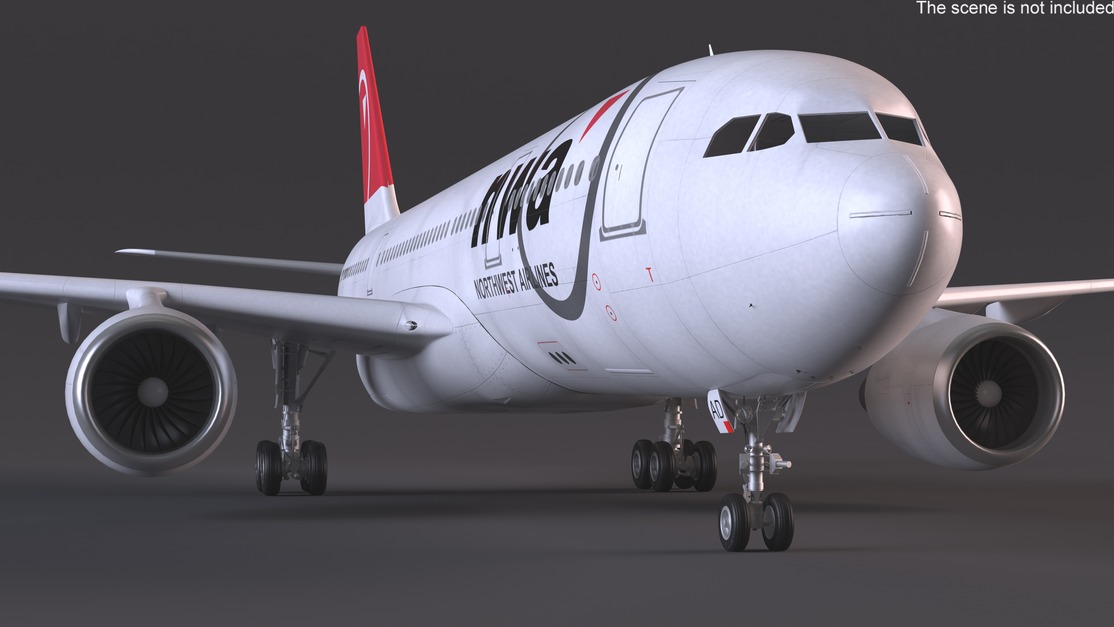 3D Airbus A330-200 Northwest Airlines Rigged