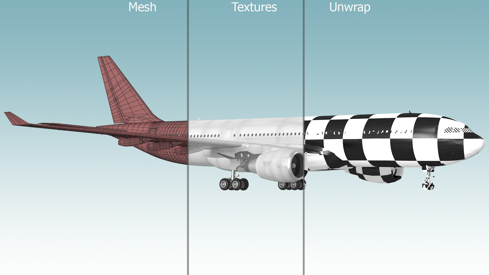 3D Airbus A330-200 Northwest Airlines Rigged