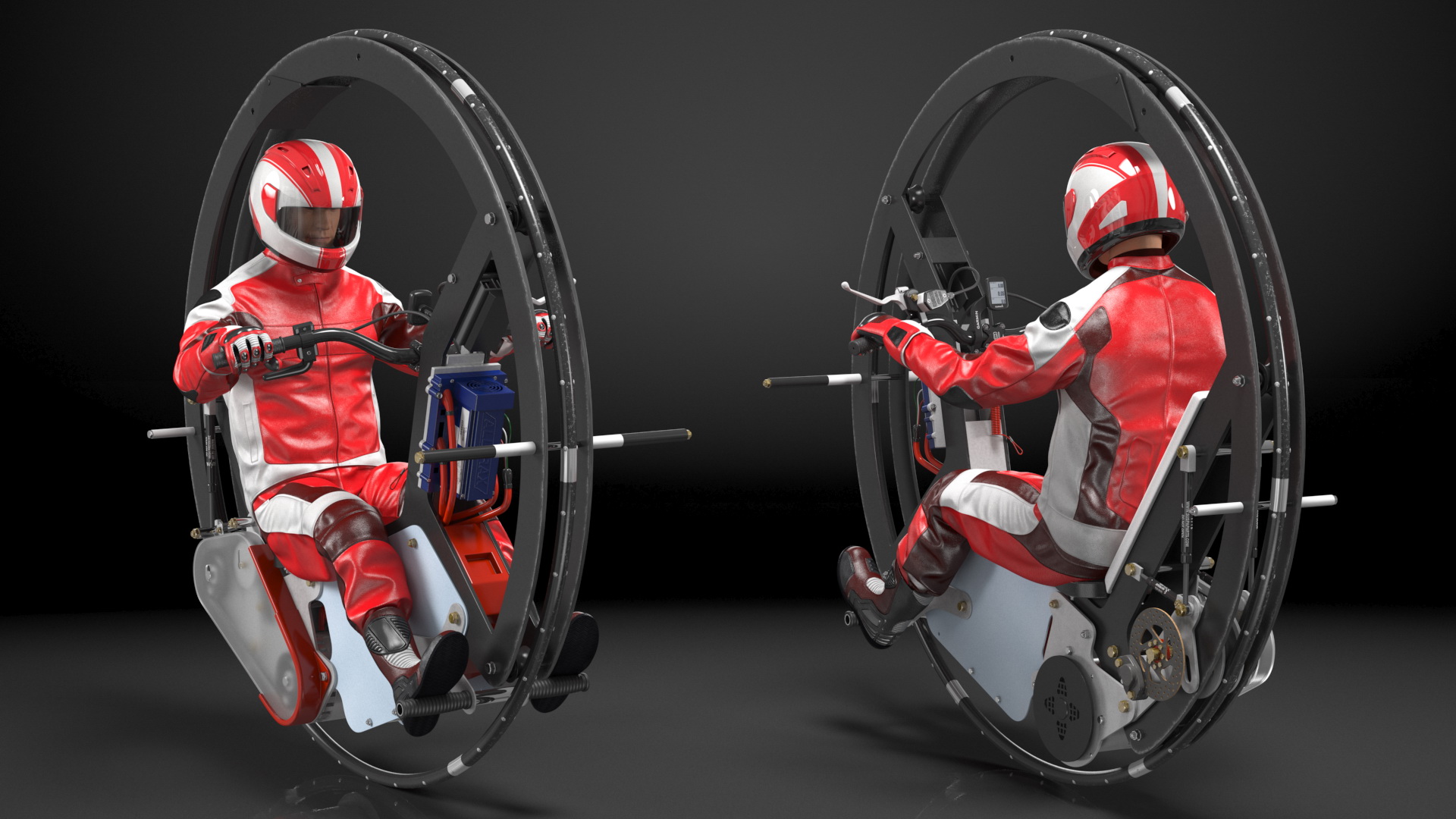 3D Monowheel Motorcycle With Rider