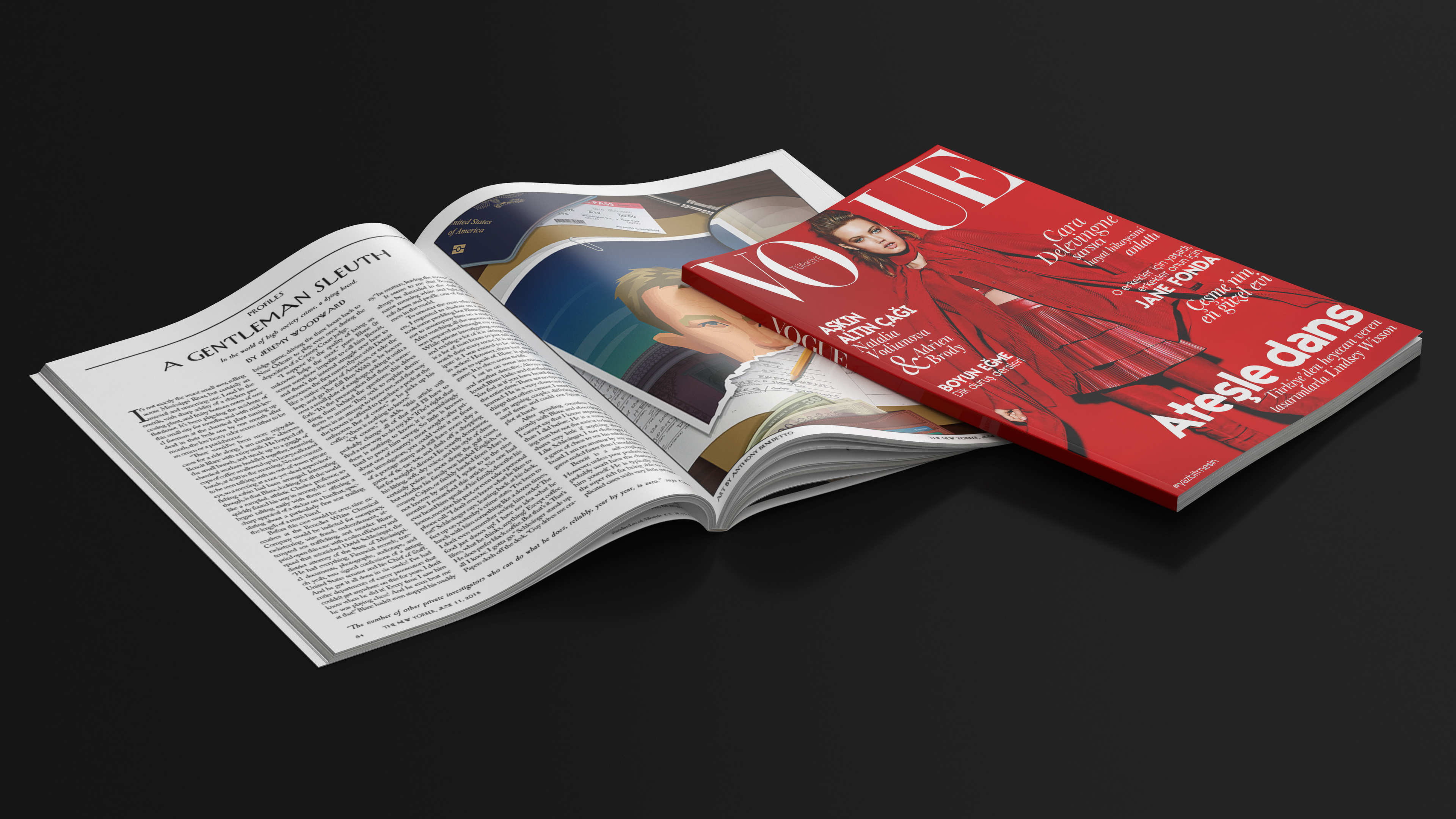 3D model Vogue and New Yorker Magazines