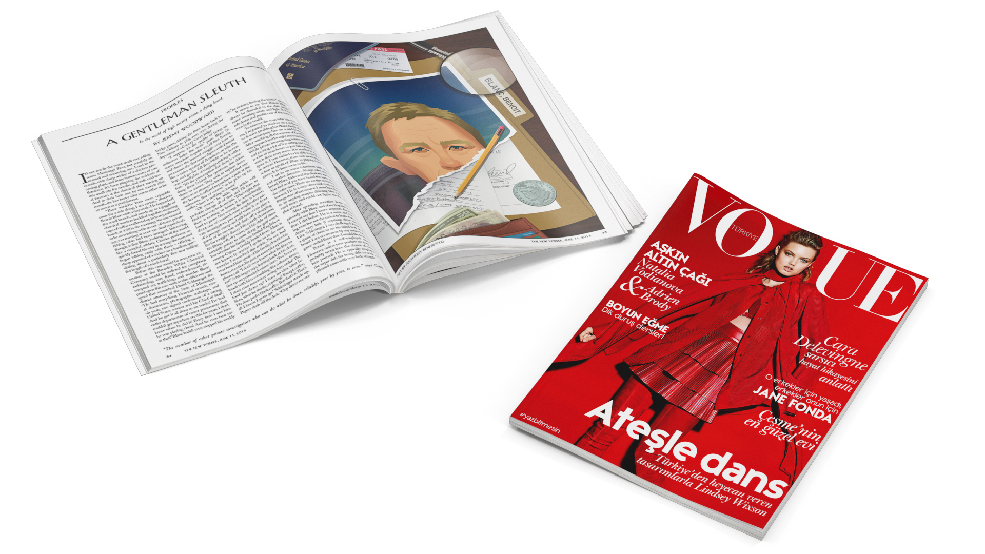 3D model Vogue and New Yorker Magazines