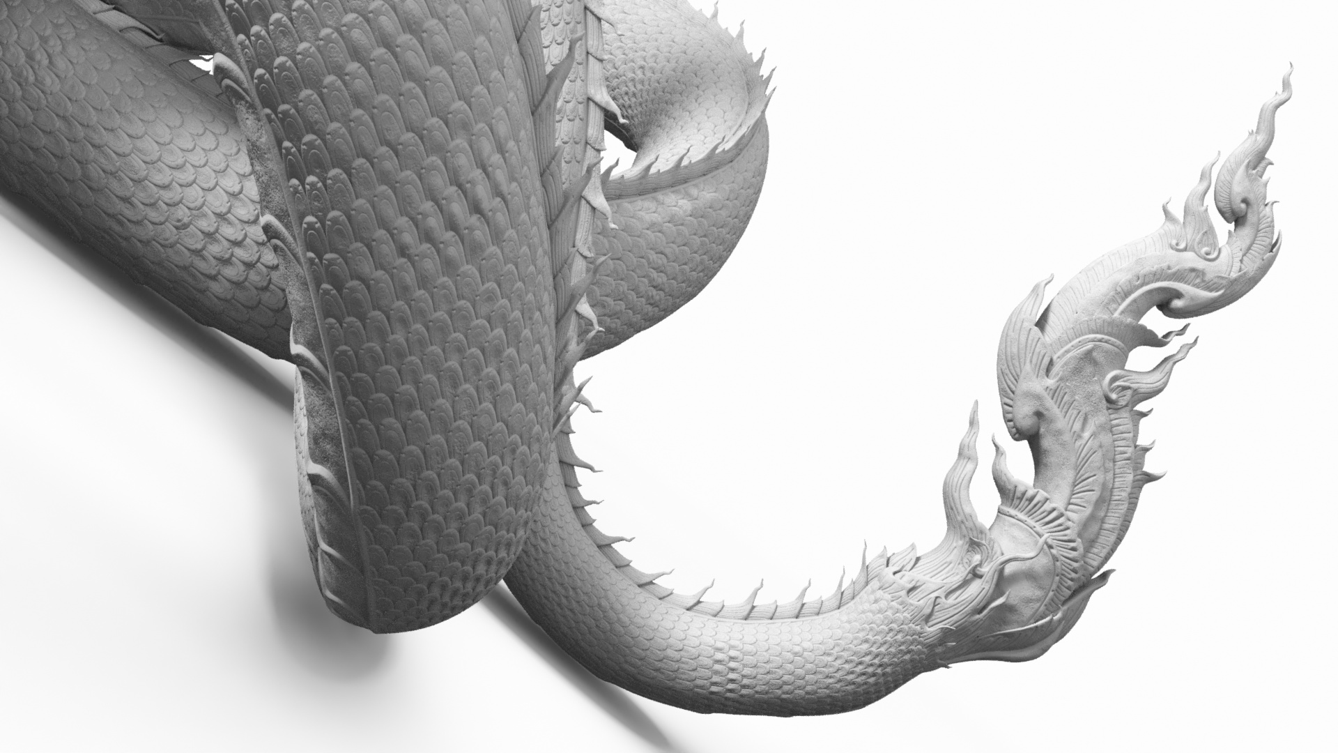 Thai Naga Dragon White Curled 3D model