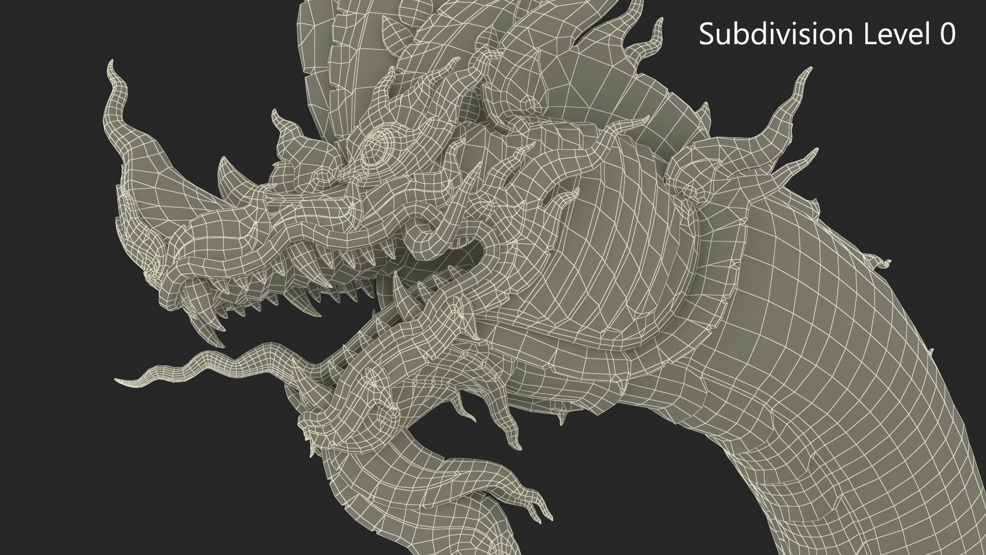 Thai Naga Dragon White Curled 3D model