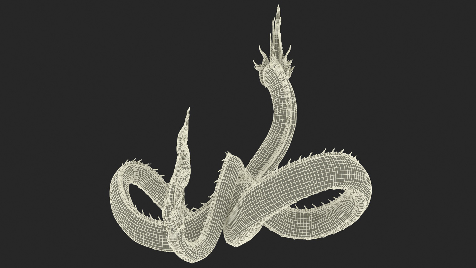 Thai Naga Dragon White Curled 3D model