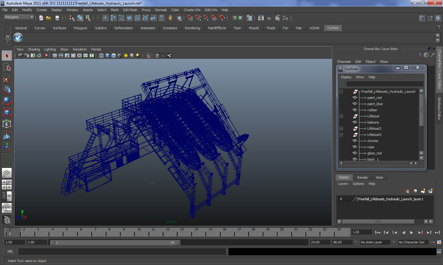 3D model Freefall Lifeboats Hydraulic Launch