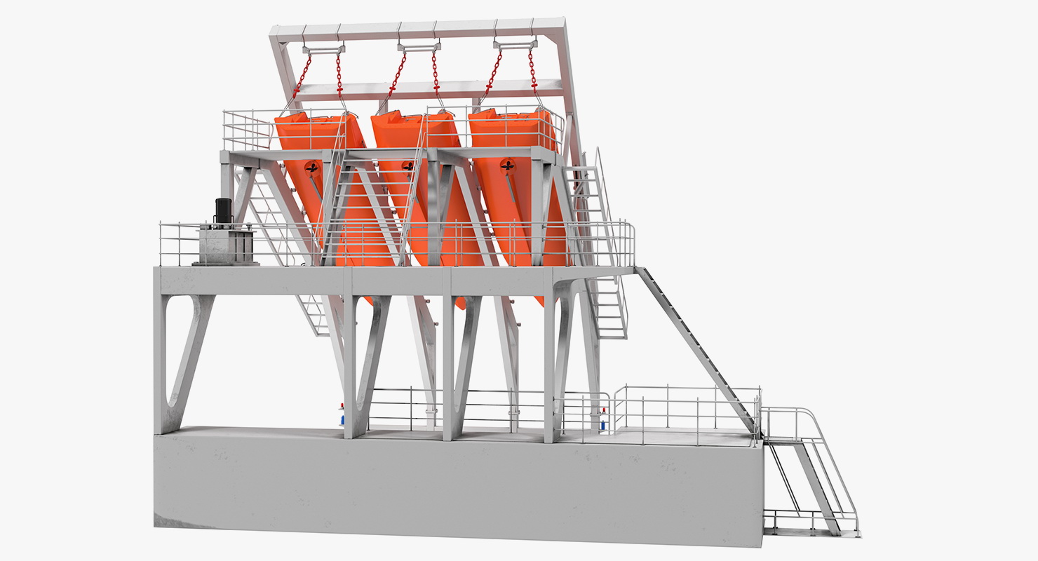 3D model Freefall Lifeboats Hydraulic Launch