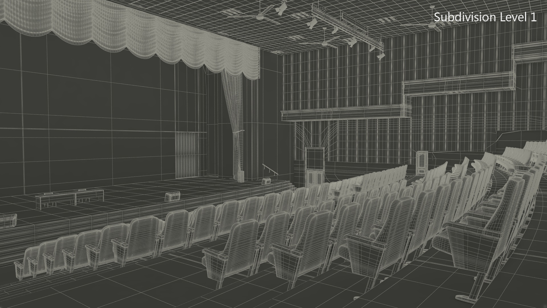 3D Interior Red Conference Hall model