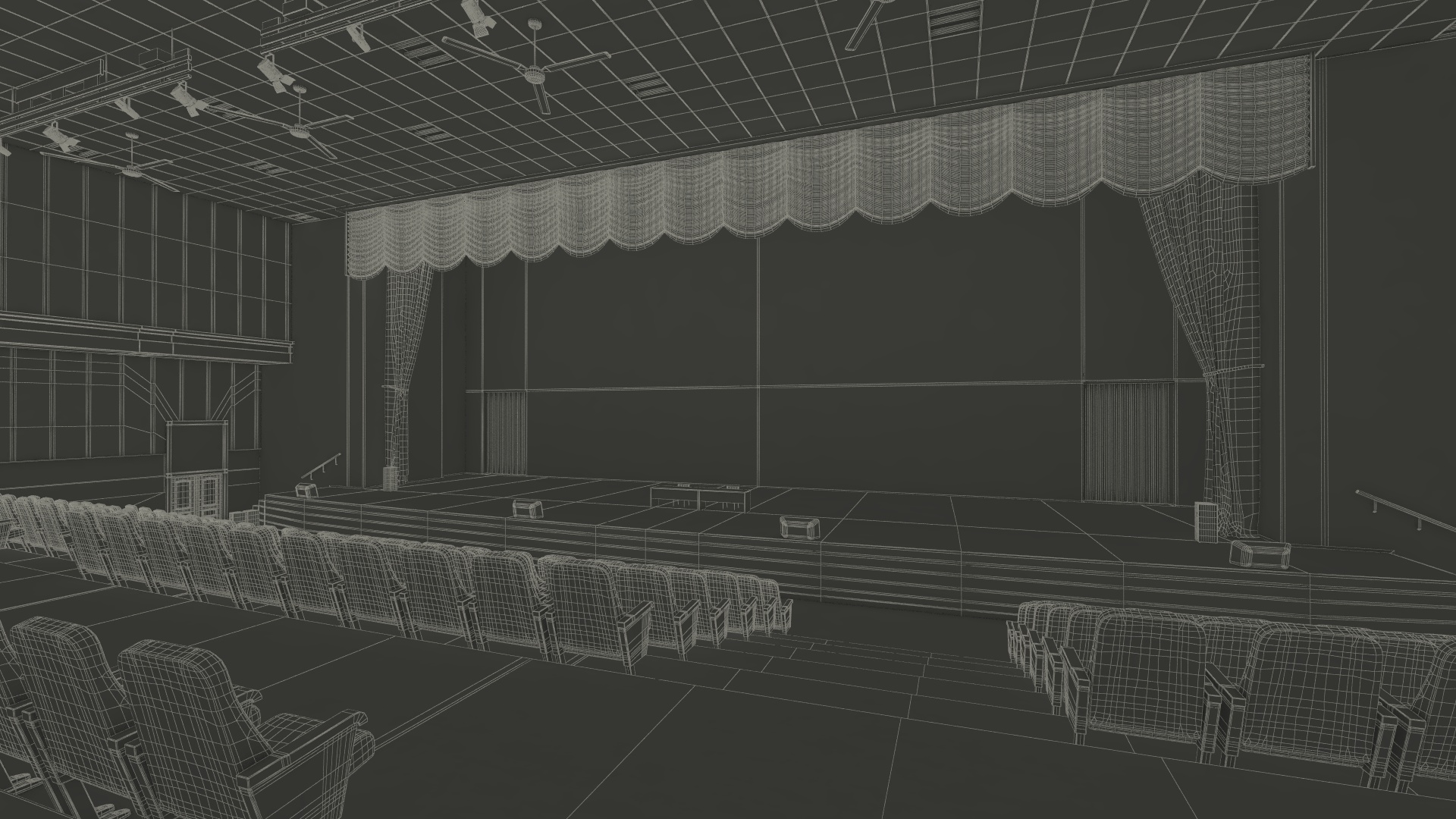 3D Interior Red Conference Hall model