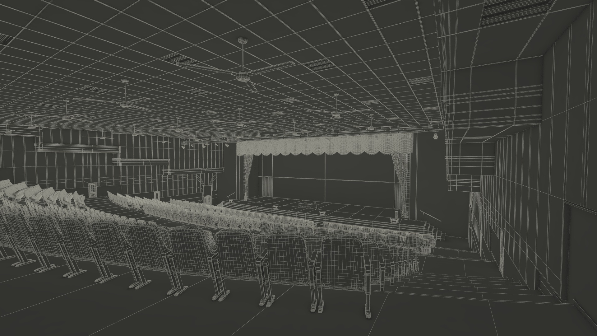 3D Interior Red Conference Hall model