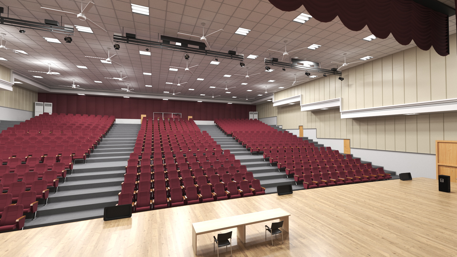 3D Interior Red Conference Hall model