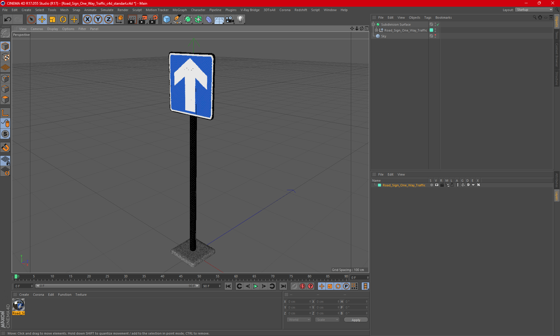 3D model Road Sign One Way Traffic