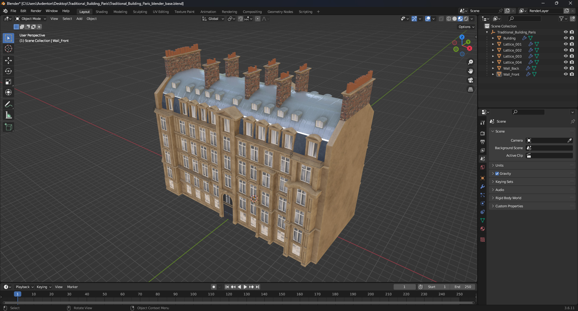 3D Traditional Building Paris