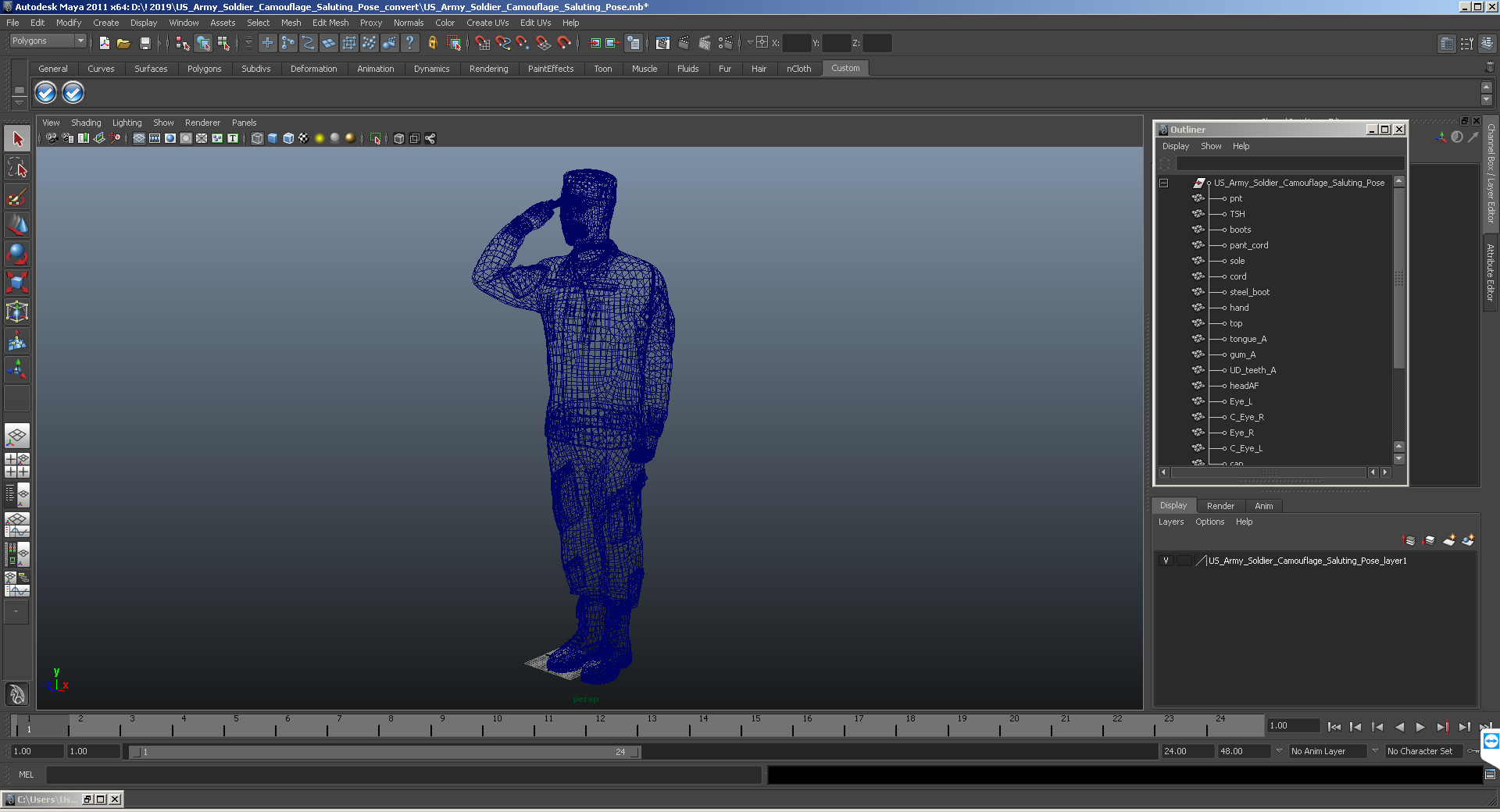 3D model US Army Soldier Camouflage Saluting Pose