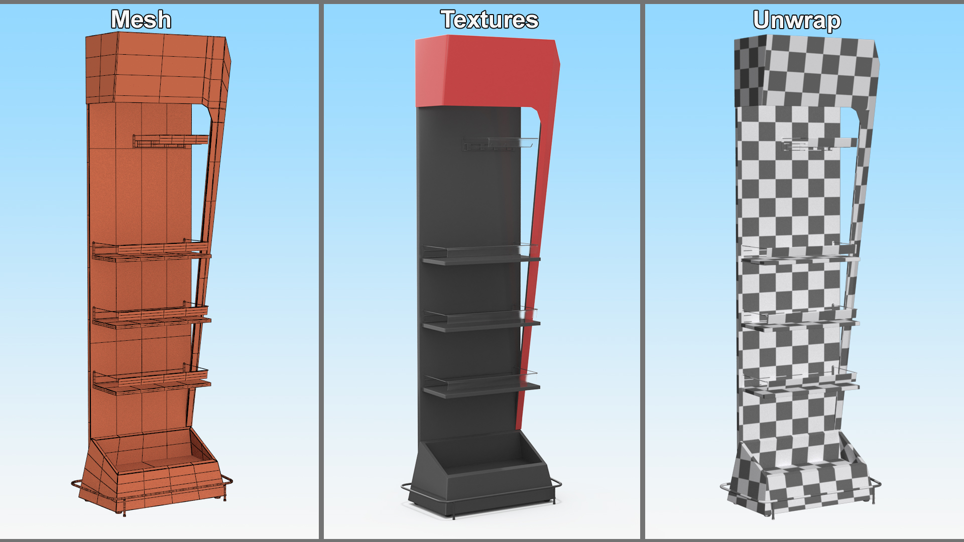 Promotion Black Red Floor Shelf Stand 3D