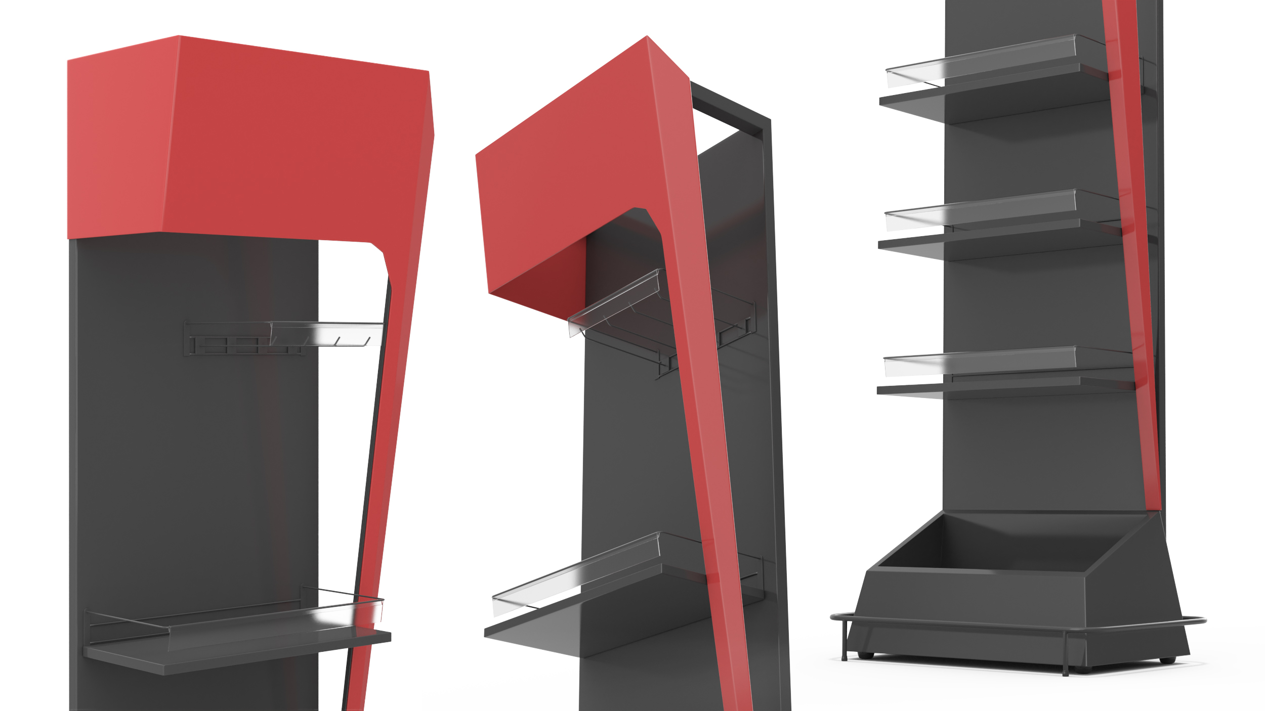 Promotion Black Red Floor Shelf Stand 3D