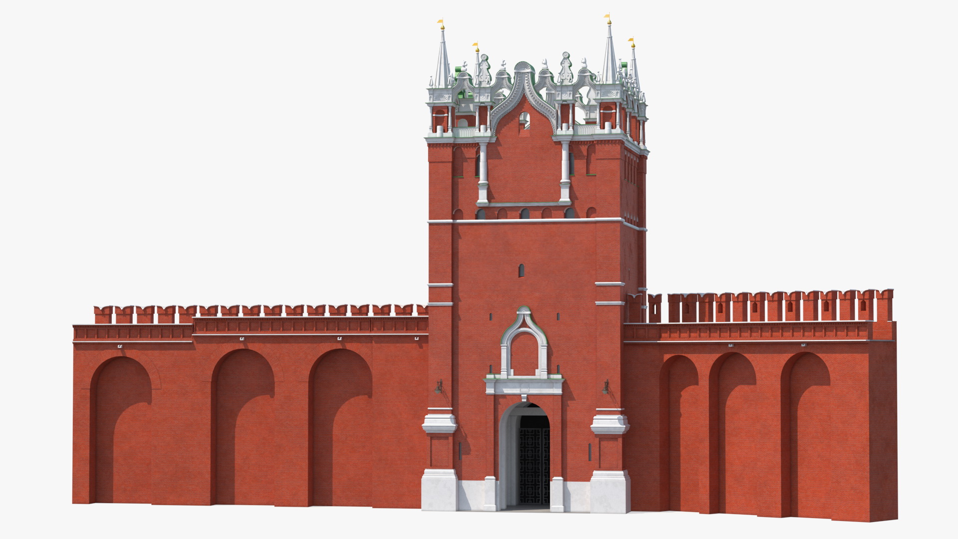 Red Brick Tower Old Wall Masonry 3D