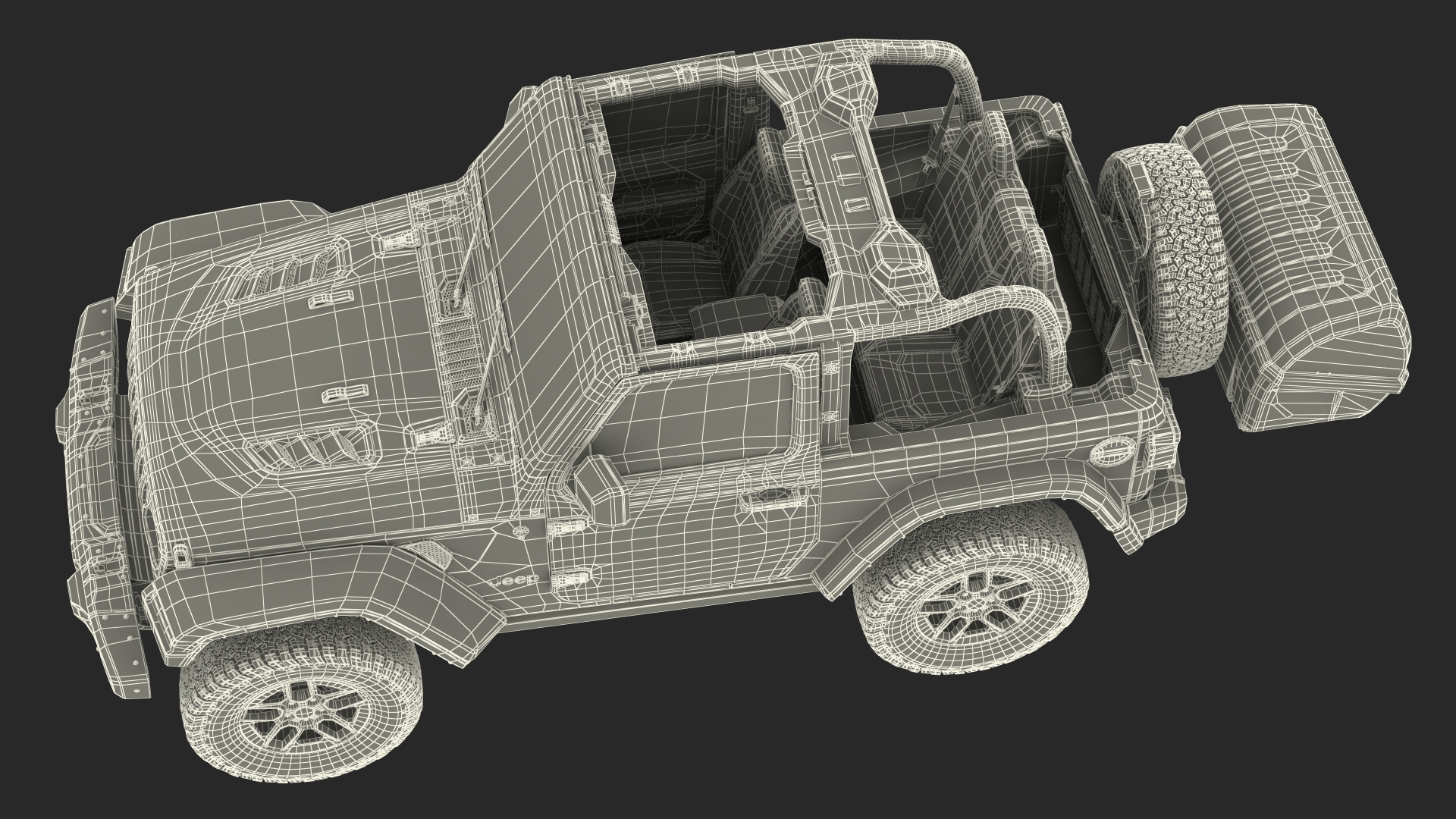 Jeep Wrangler with Thule Transporter Combi 3D