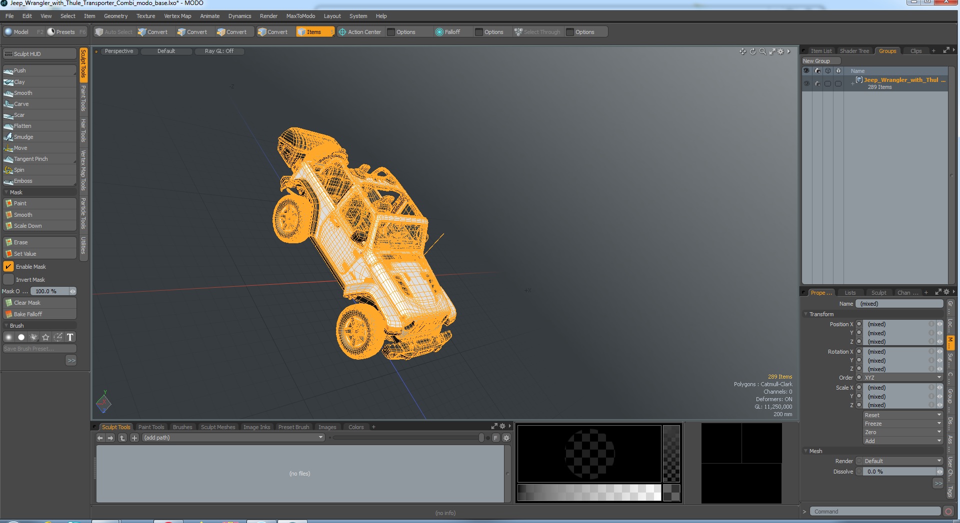 Jeep Wrangler with Thule Transporter Combi 3D