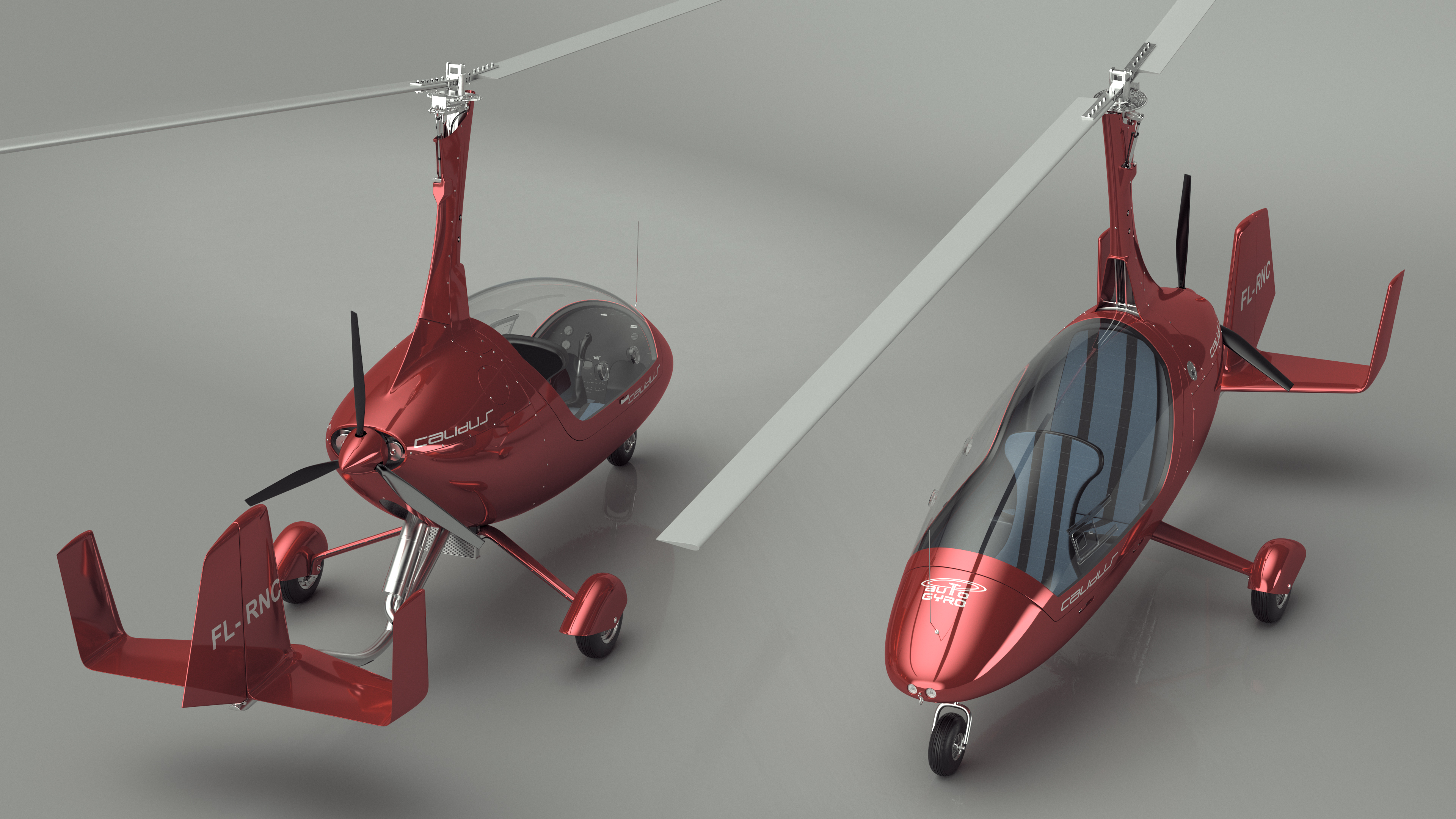 3D model Calidus 912 Autogyro Red Simple Interior