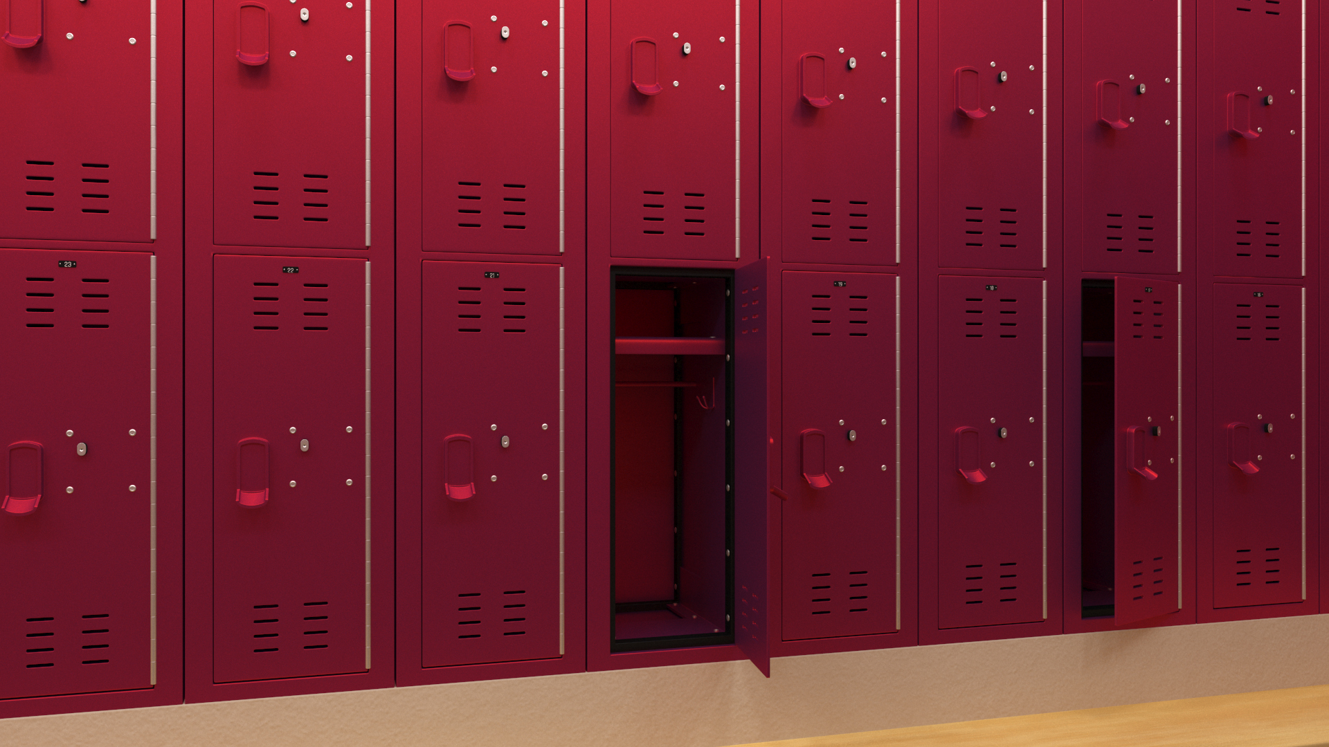 3D Metal Locker Room Red