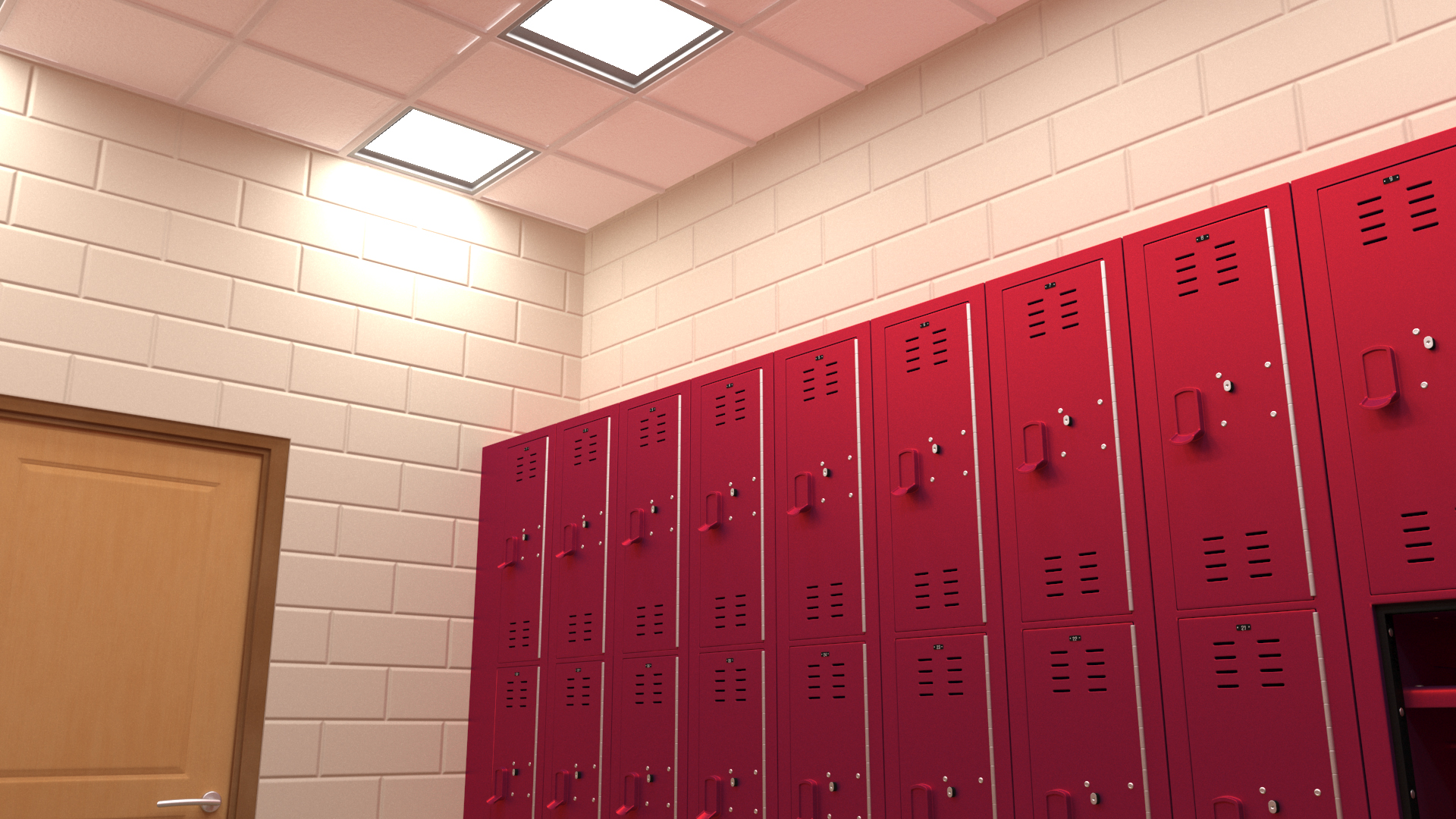 3D Metal Locker Room Red