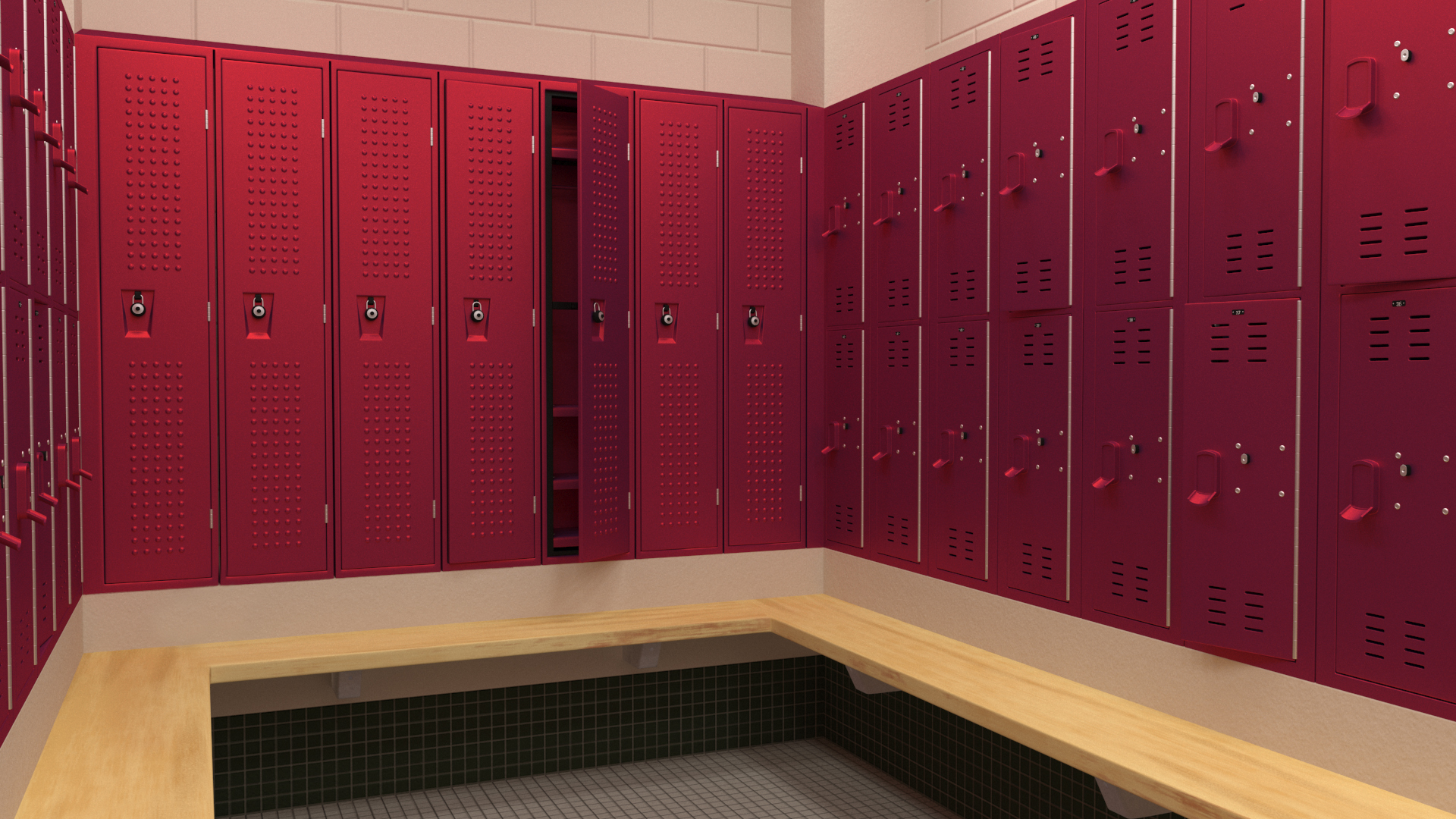 3D Metal Locker Room Red