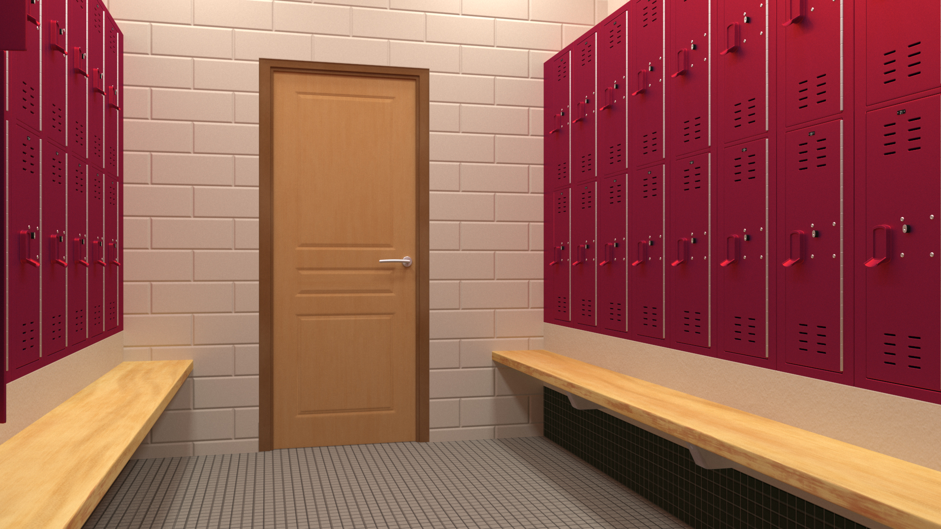 3D Metal Locker Room Red